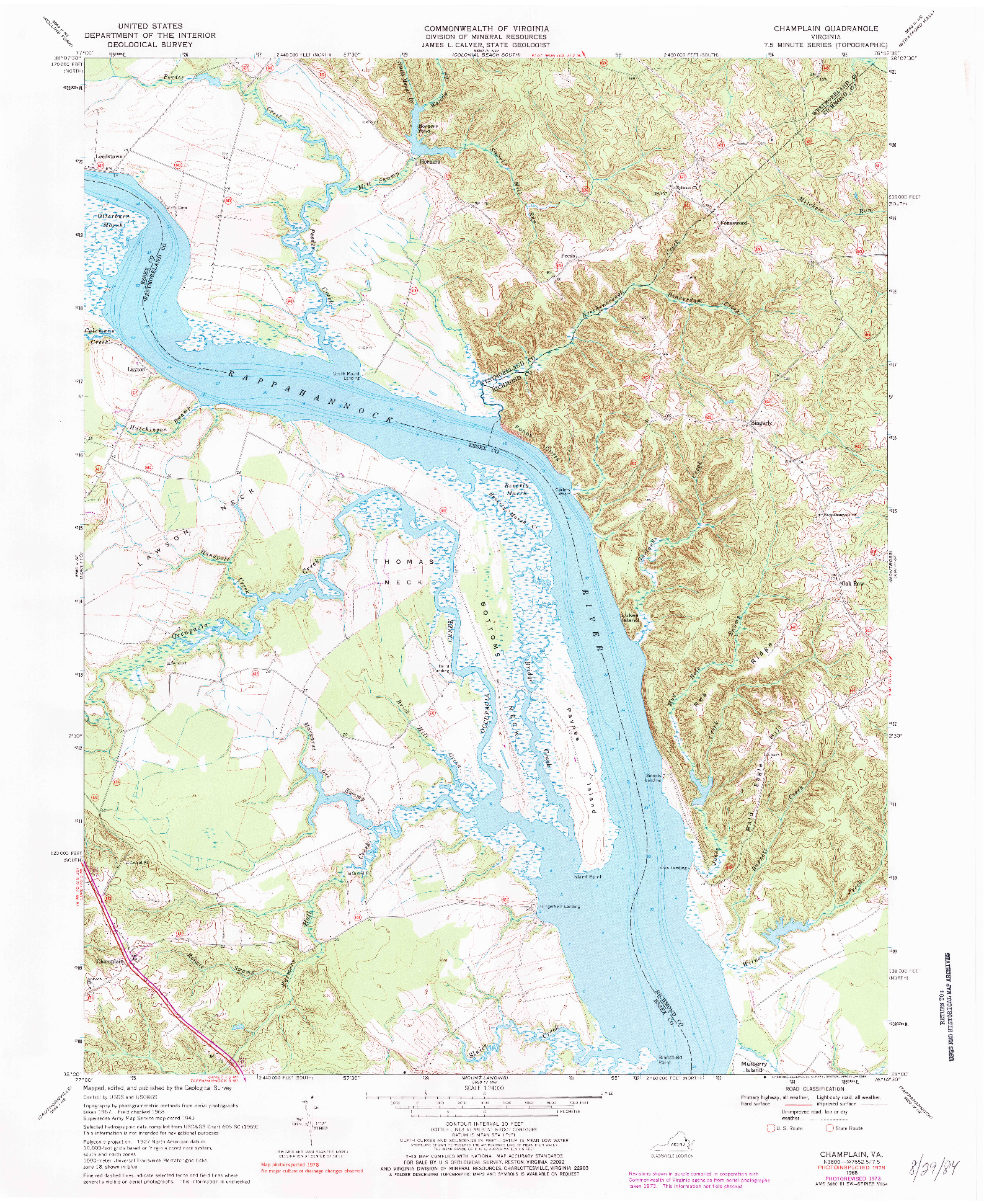 USGS 1:24000-SCALE QUADRANGLE FOR CHAMPLAIN, VA 1968