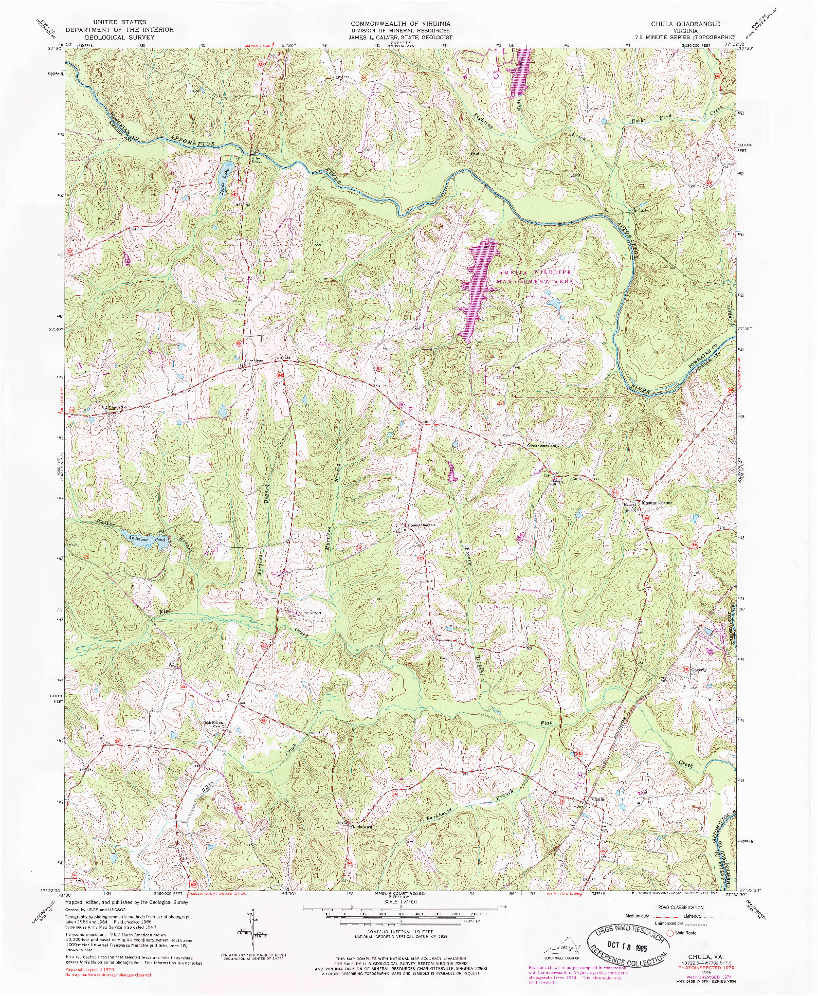 USGS 1:24000-SCALE QUADRANGLE FOR CHULA, VA 1966