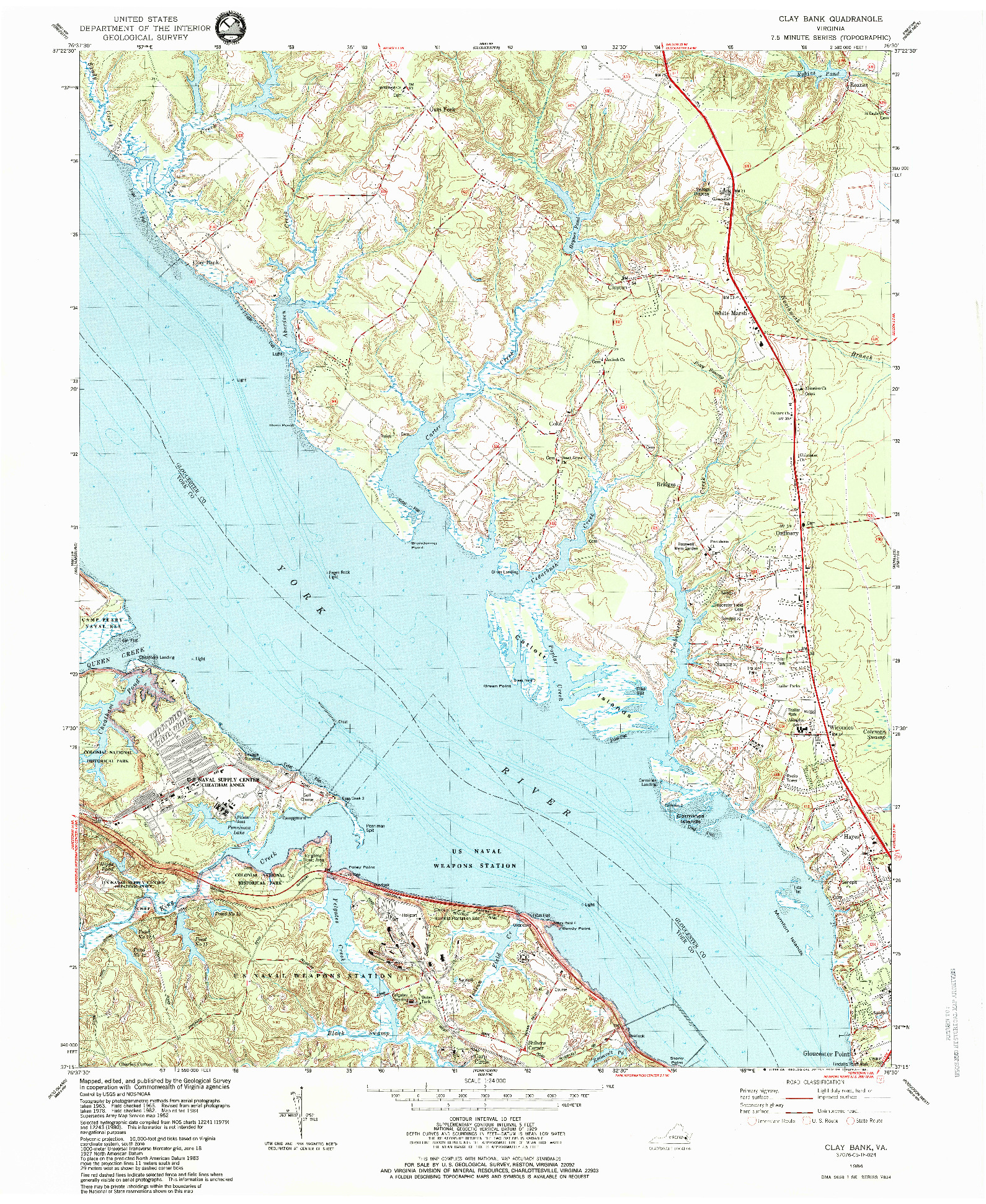 USGS 1:24000-SCALE QUADRANGLE FOR CLAY BANK, VA 1984