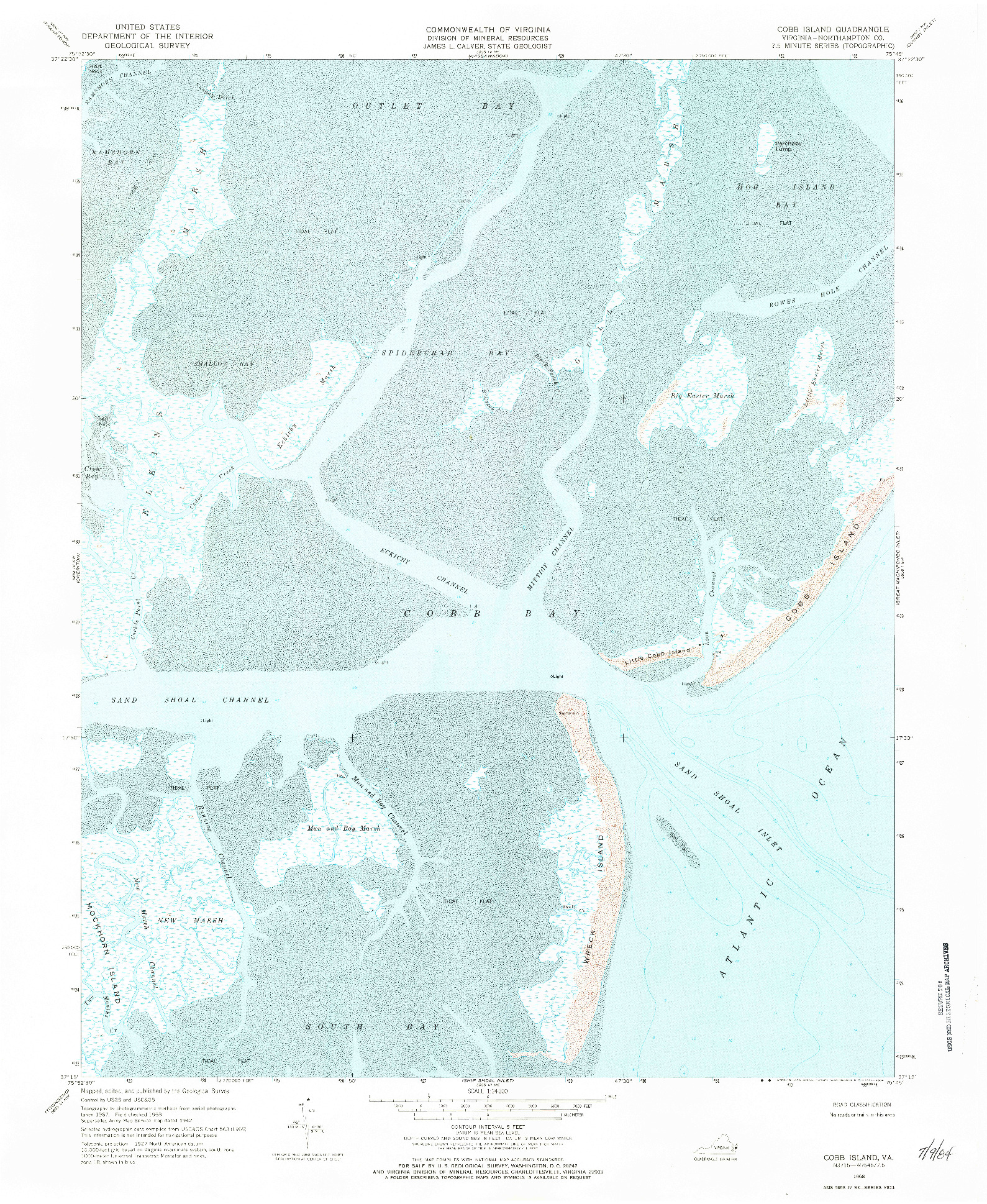USGS 1:24000-SCALE QUADRANGLE FOR COBB ISLAND, VA 1968