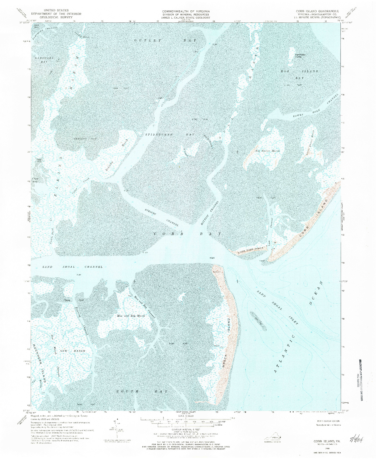 USGS 1:24000-SCALE QUADRANGLE FOR COBB ISLAND, VA 1968