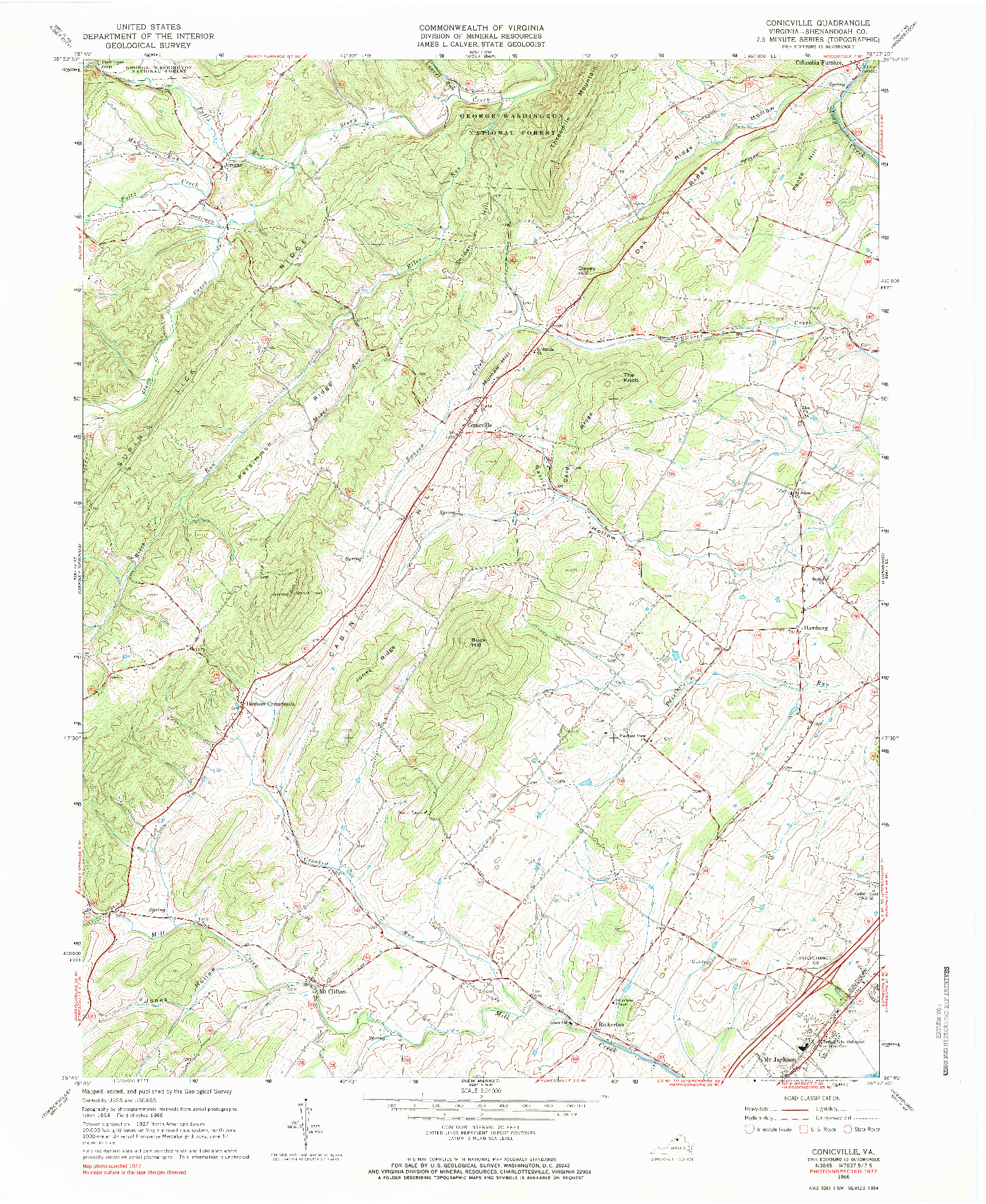 USGS 1:24000-SCALE QUADRANGLE FOR CONICVILLE, VA 1966