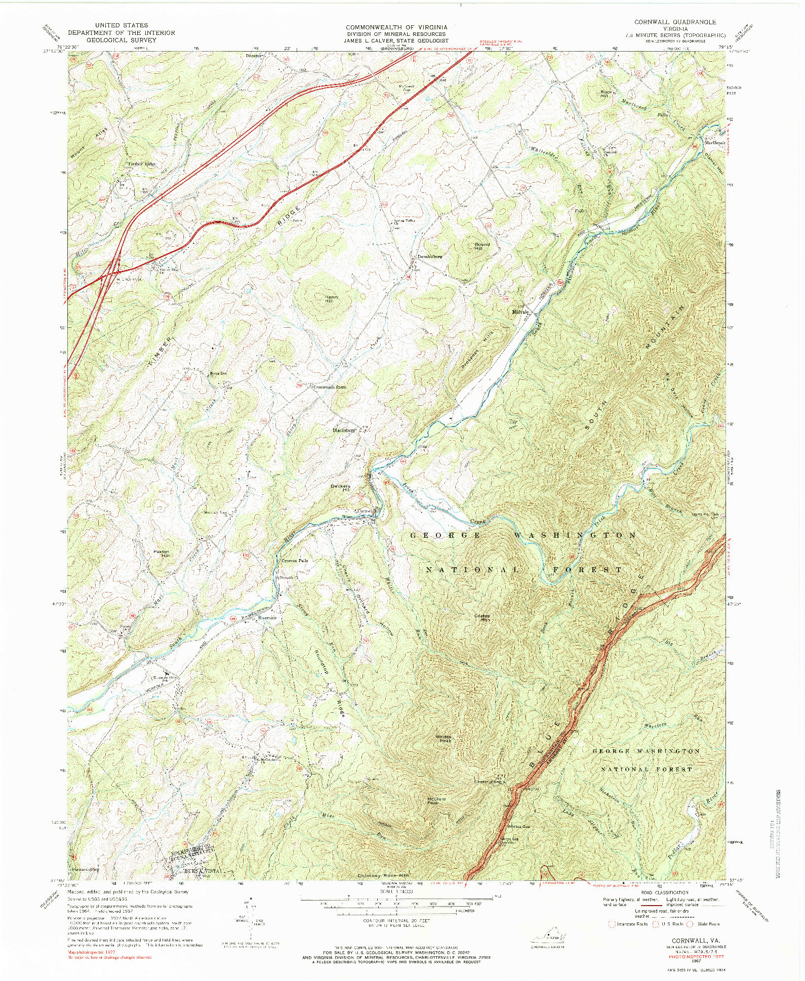 USGS 1:24000-SCALE QUADRANGLE FOR CORNWALL, VA 1967