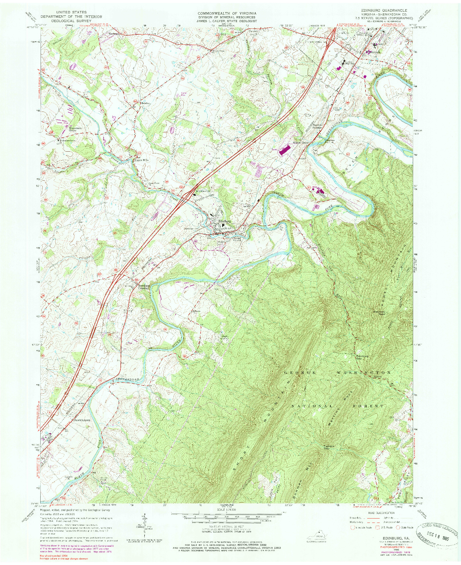 USGS 1:24000-SCALE QUADRANGLE FOR EDINBURG, VA 1966