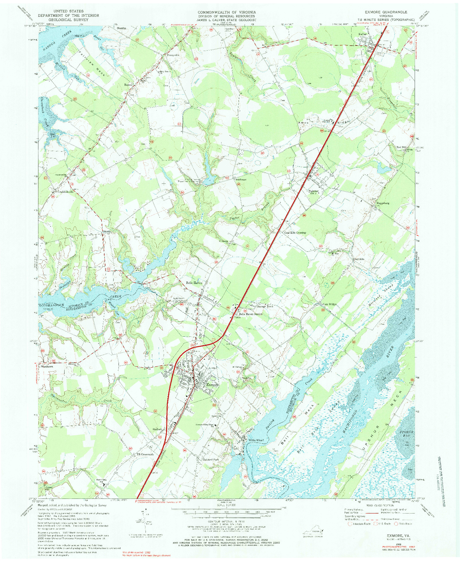 USGS 1:24000-SCALE QUADRANGLE FOR EXMORE, VA 1968