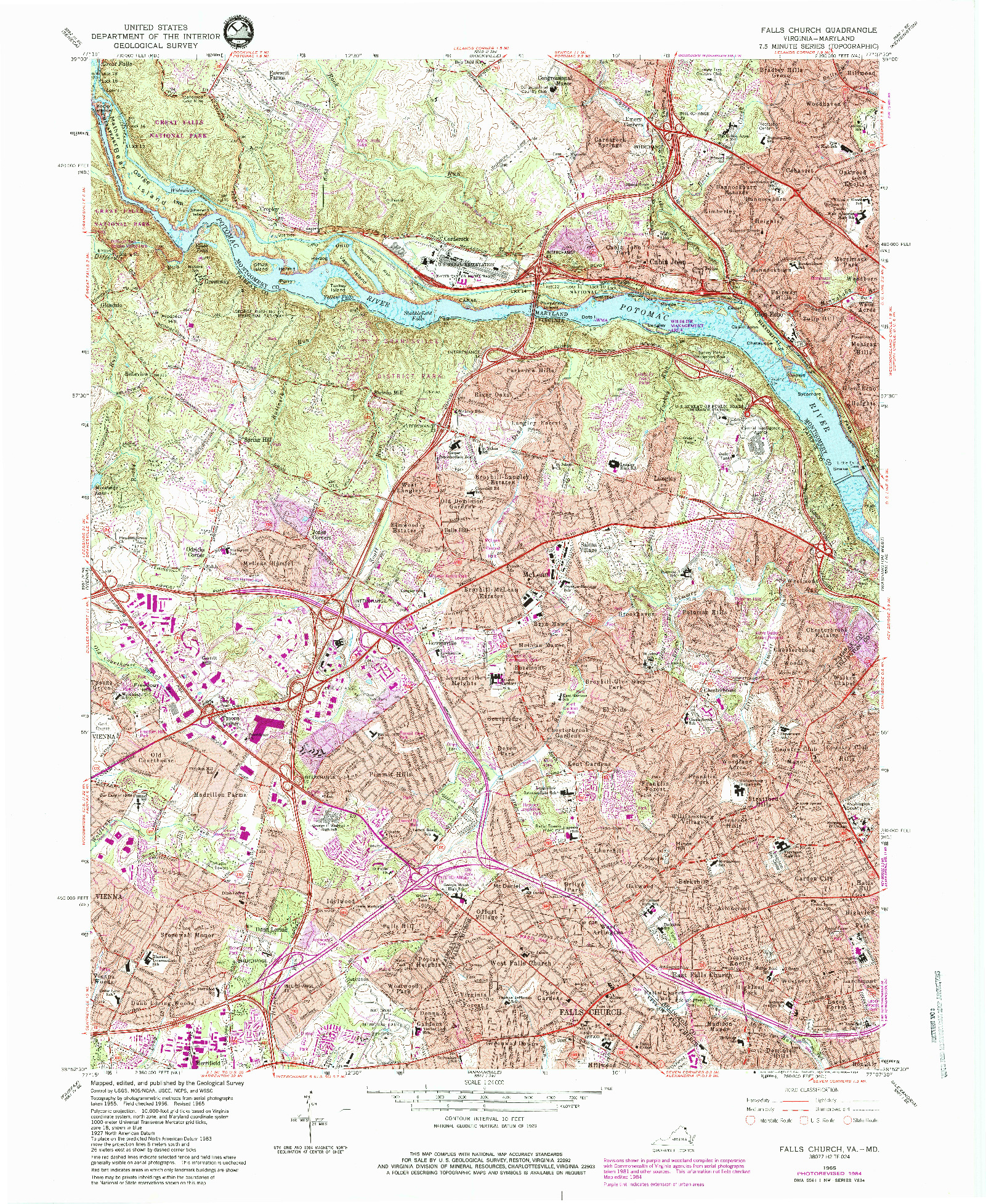 USGS 1:24000-SCALE QUADRANGLE FOR FALLS CHURCH, VA 1965