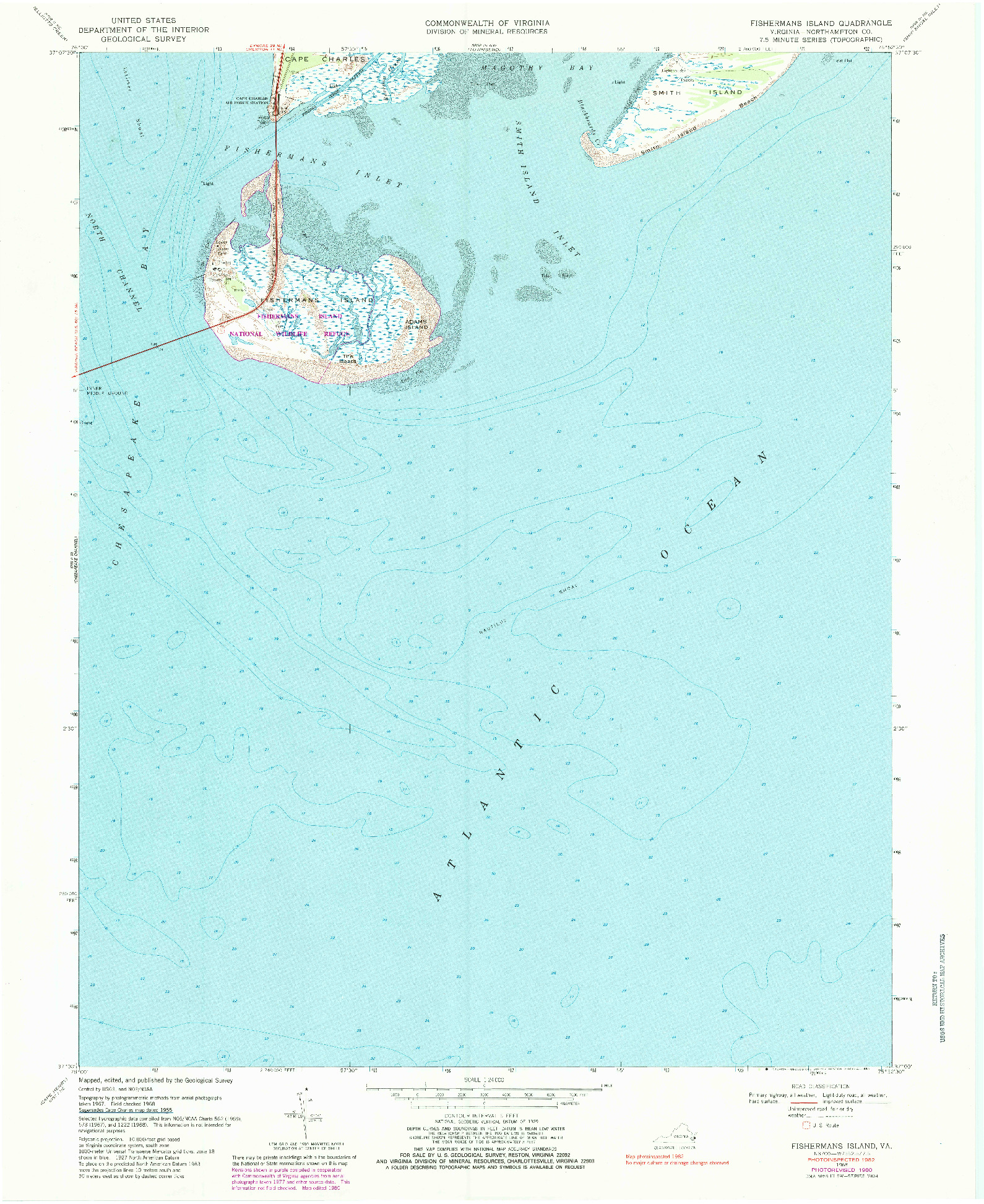 USGS 1:24000-SCALE QUADRANGLE FOR FISHERMANS ISLAND, VA 1968