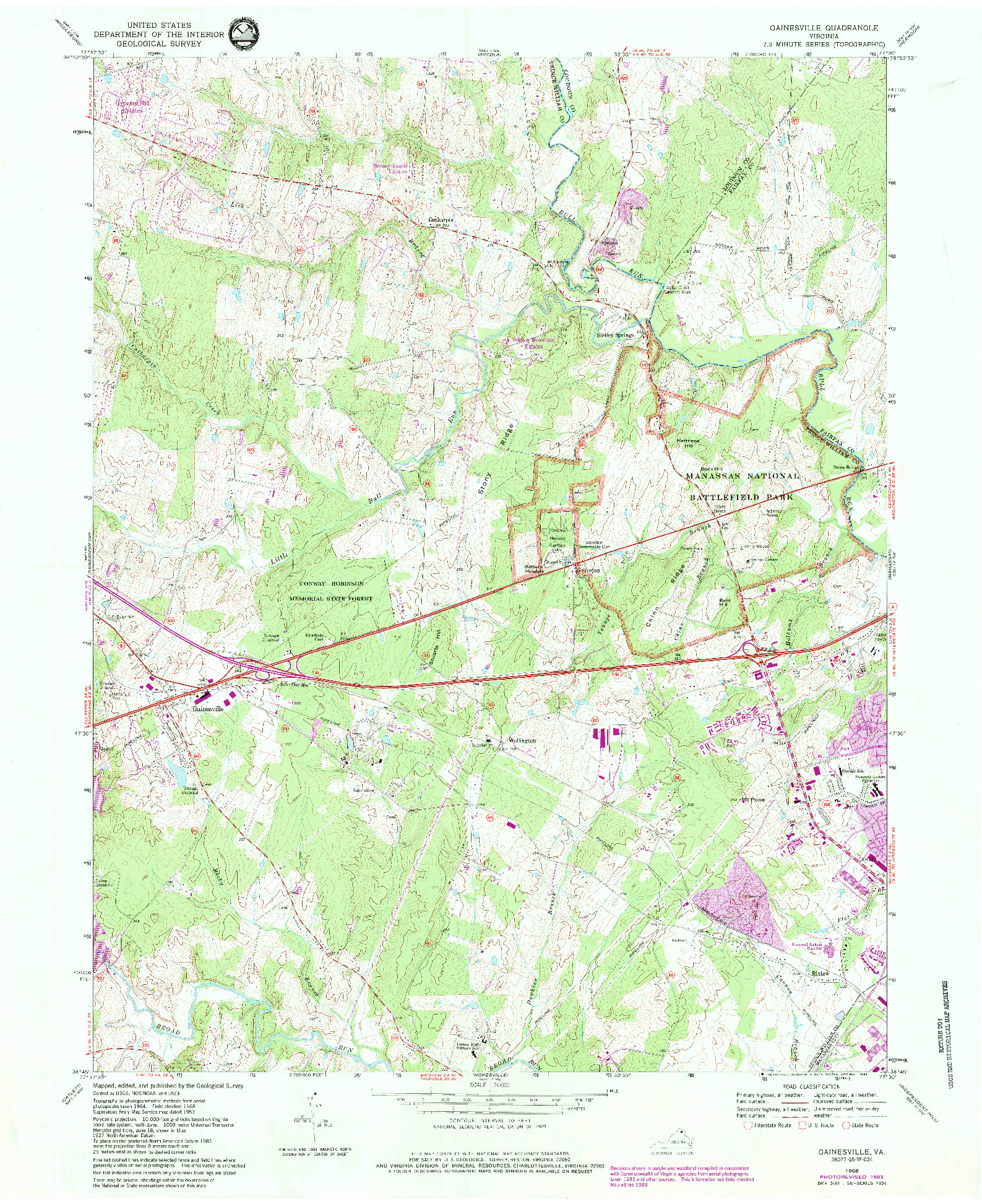 USGS 1:24000-SCALE QUADRANGLE FOR GAINESVILLE, VA 1968