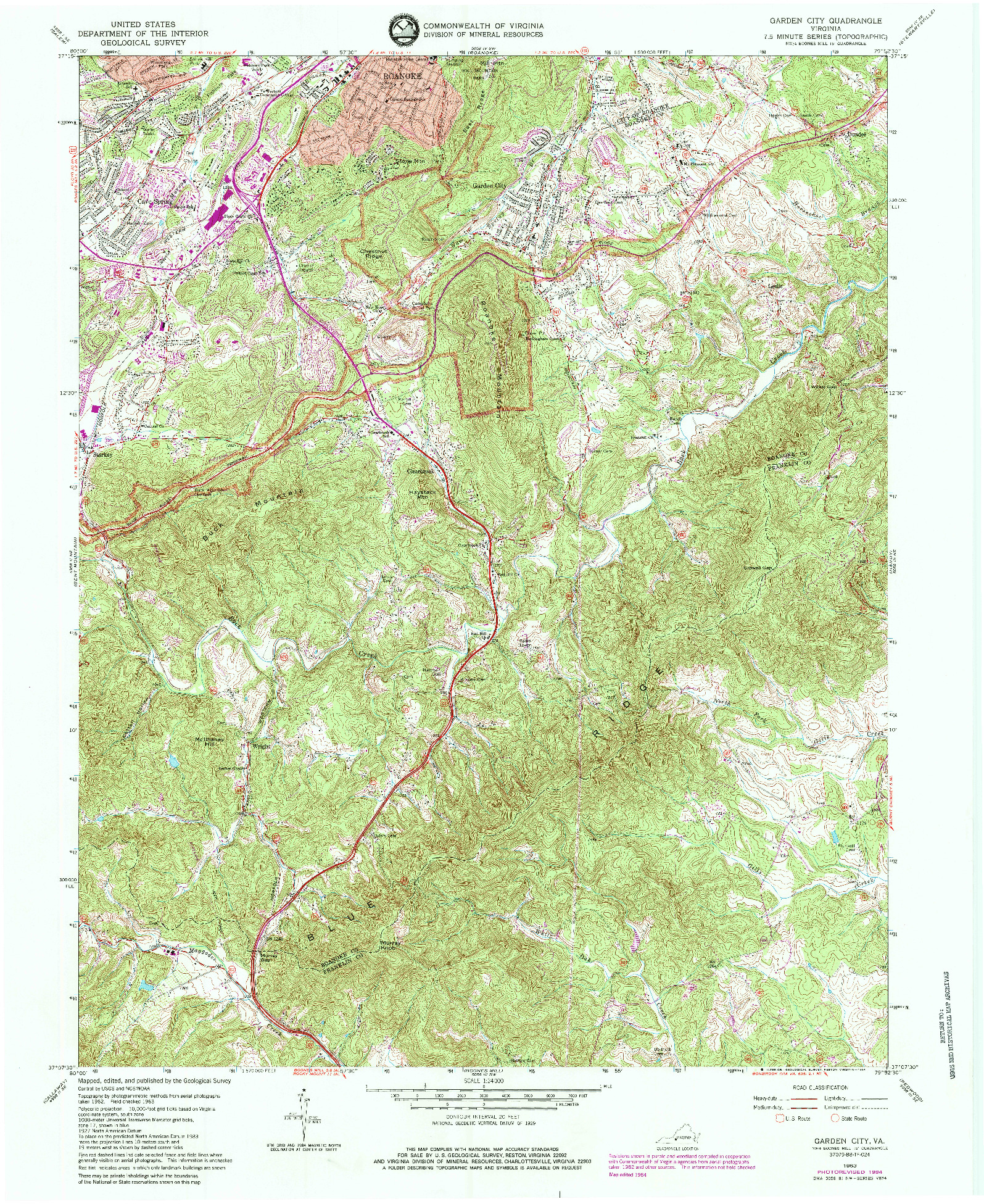 USGS 1:24000-SCALE QUADRANGLE FOR GARDEN CITY, VA 1984