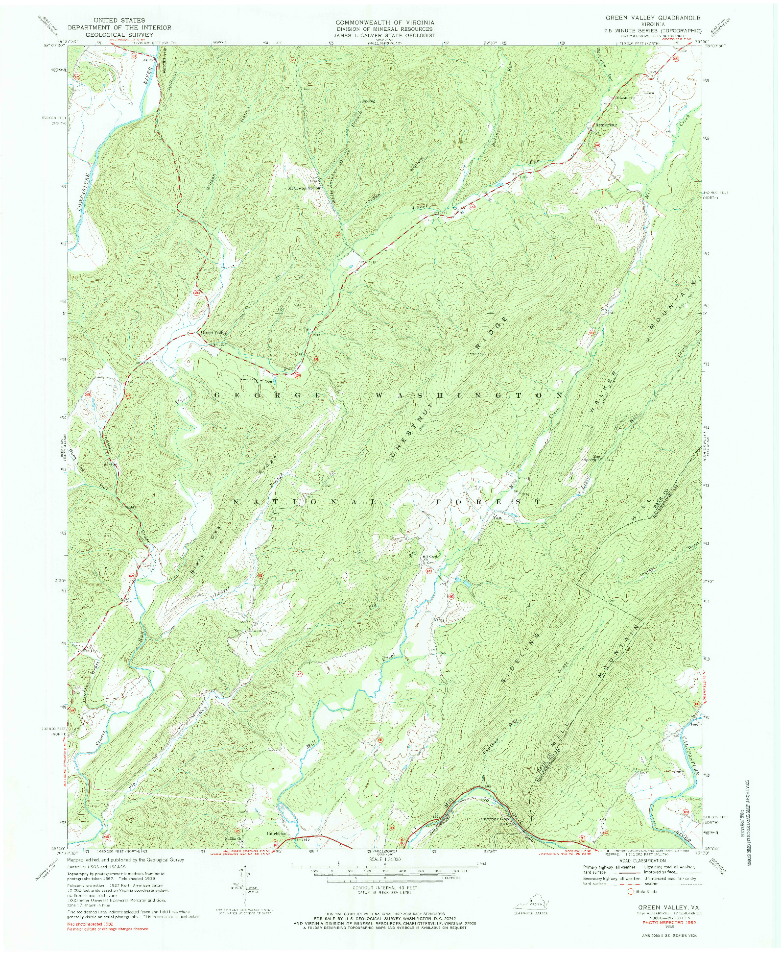 USGS 1:24000-SCALE QUADRANGLE FOR GREEN VALLEY, VA 1969