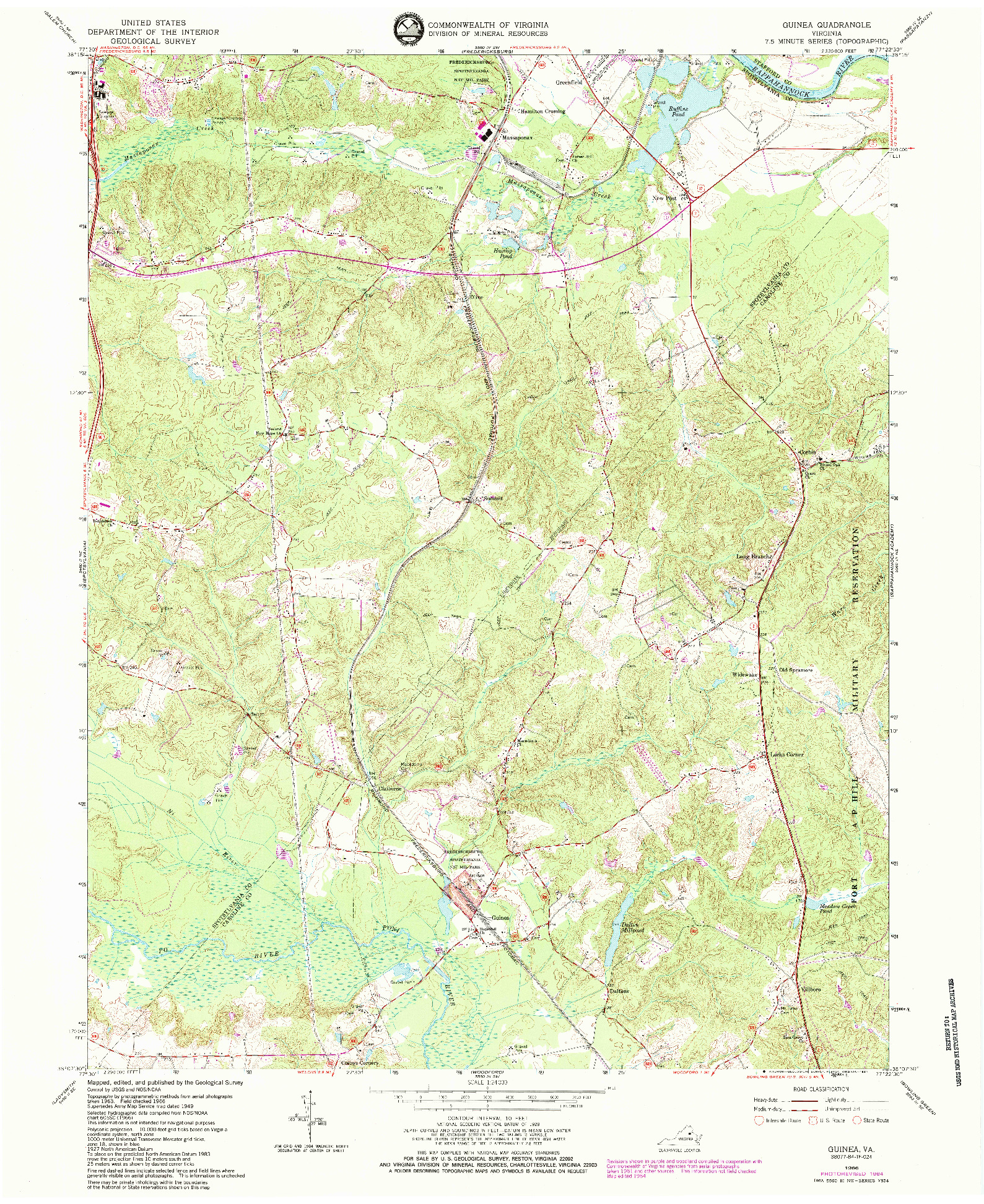 USGS 1:24000-SCALE QUADRANGLE FOR GUINEA, VA 1966