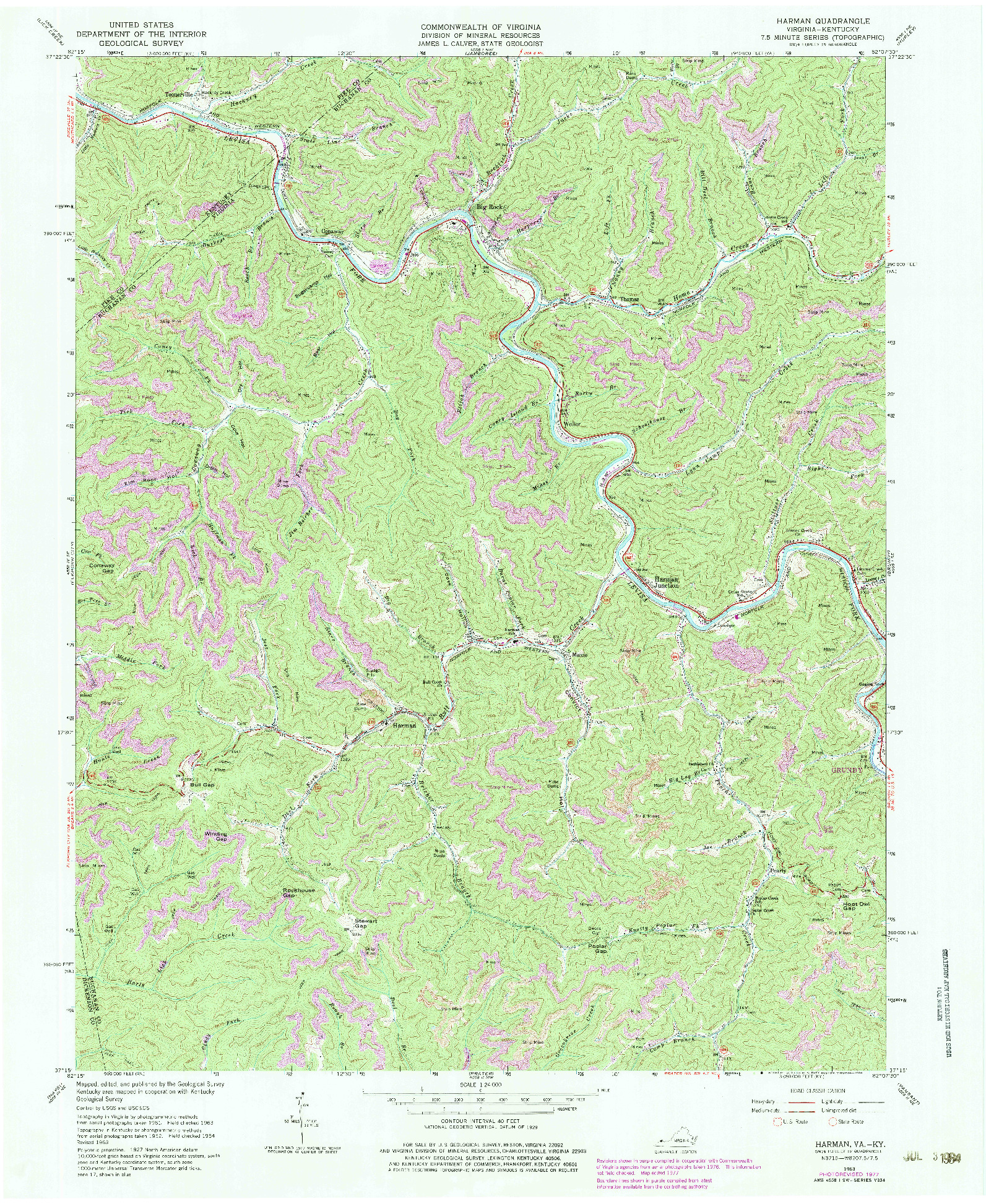 USGS 1:24000-SCALE QUADRANGLE FOR HARMAN, VA 1963