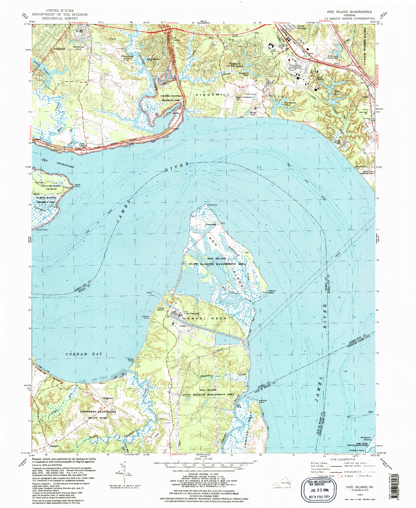 USGS 1:24000-SCALE QUADRANGLE FOR HOG ISLAND, VA 1984