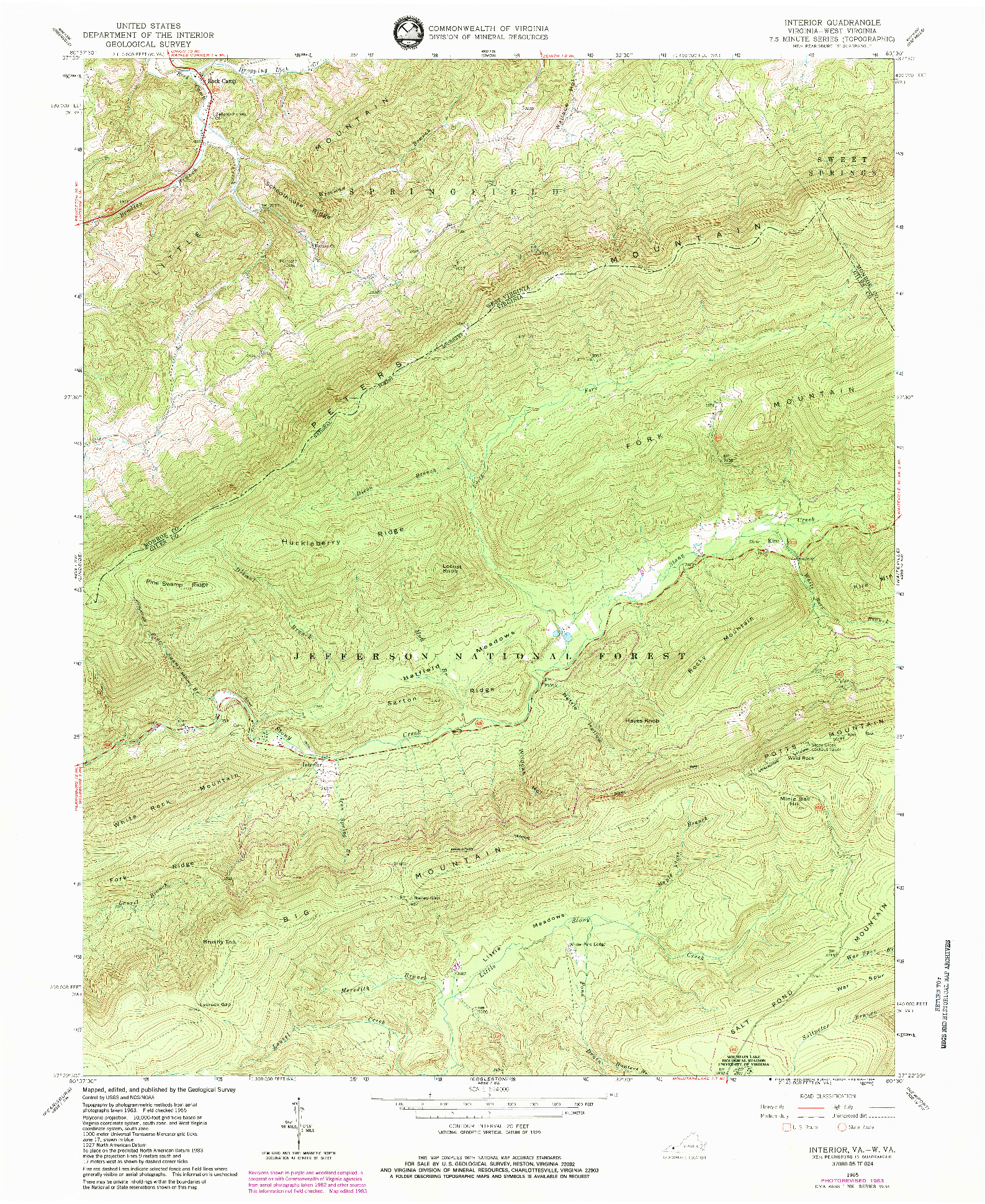 USGS 1:24000-SCALE QUADRANGLE FOR INTERIOR, VA 1965