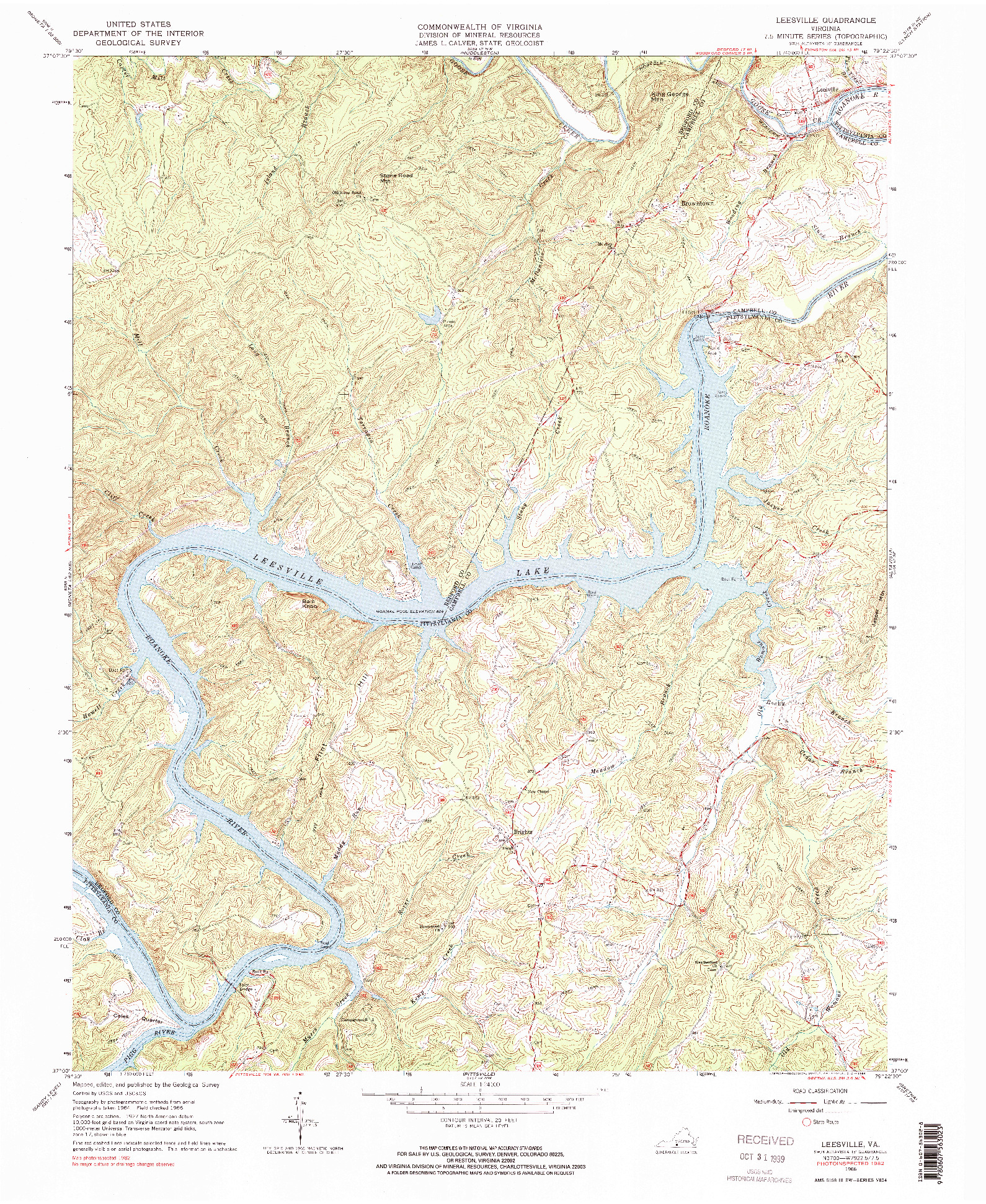 USGS 1:24000-SCALE QUADRANGLE FOR LEESVILLE, VA 1966