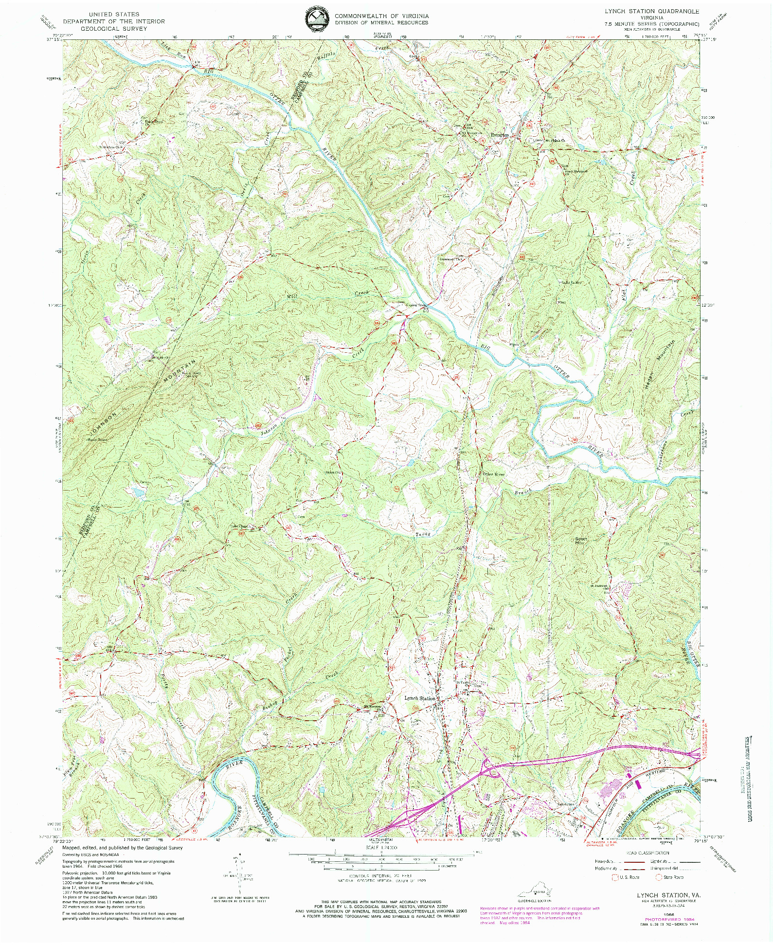 USGS 1:24000-SCALE QUADRANGLE FOR LYNCH STATION, VA 1966