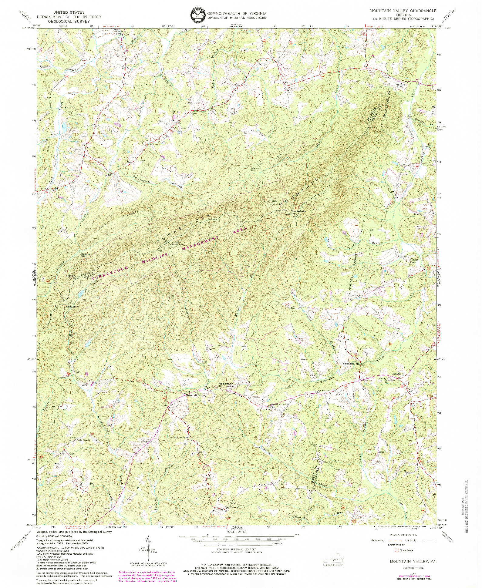 USGS 1:24000-SCALE QUADRANGLE FOR MOUNTAIN VALLEY, VA 1965