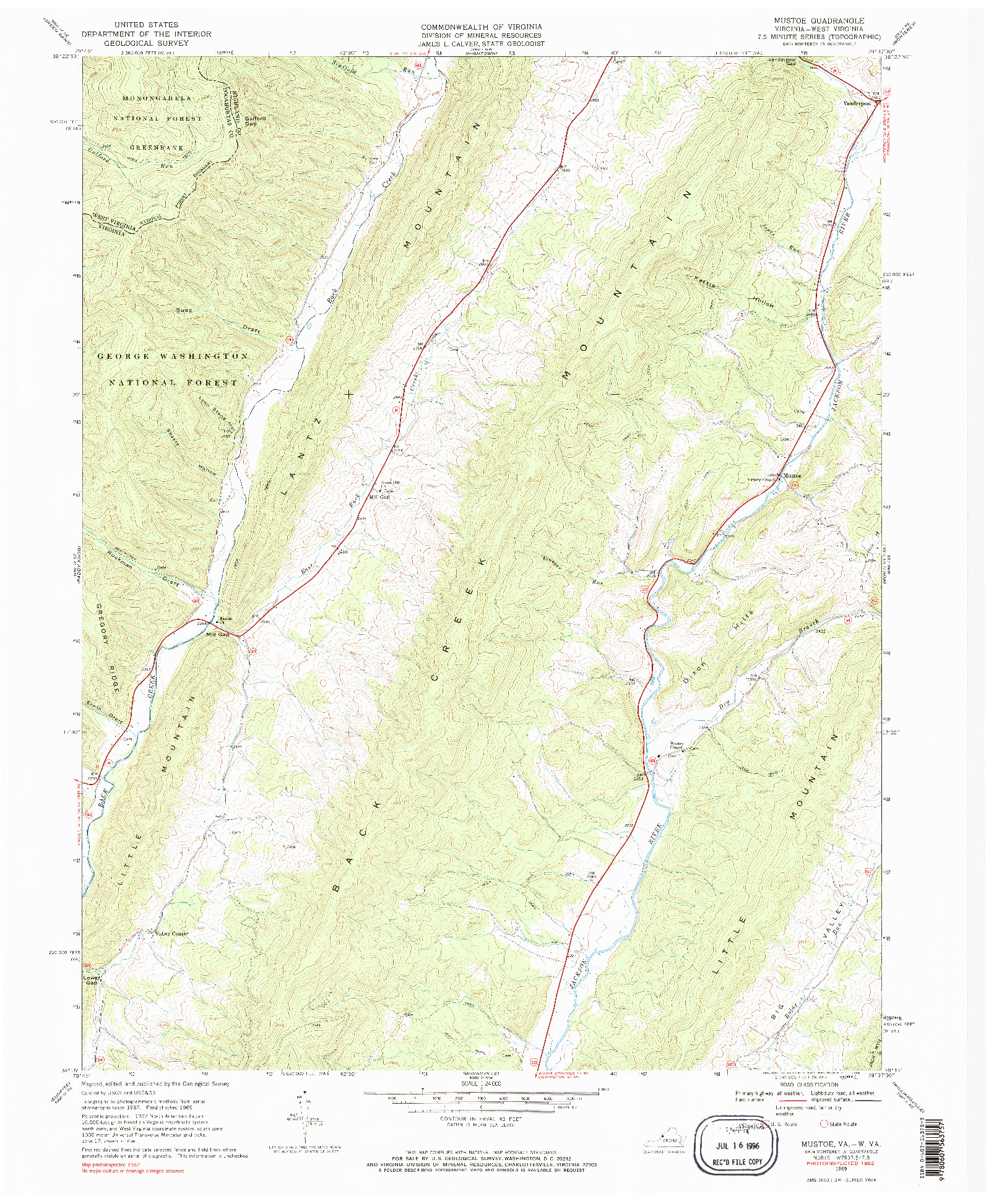 USGS 1:24000-SCALE QUADRANGLE FOR MUSTOE, VA 1969