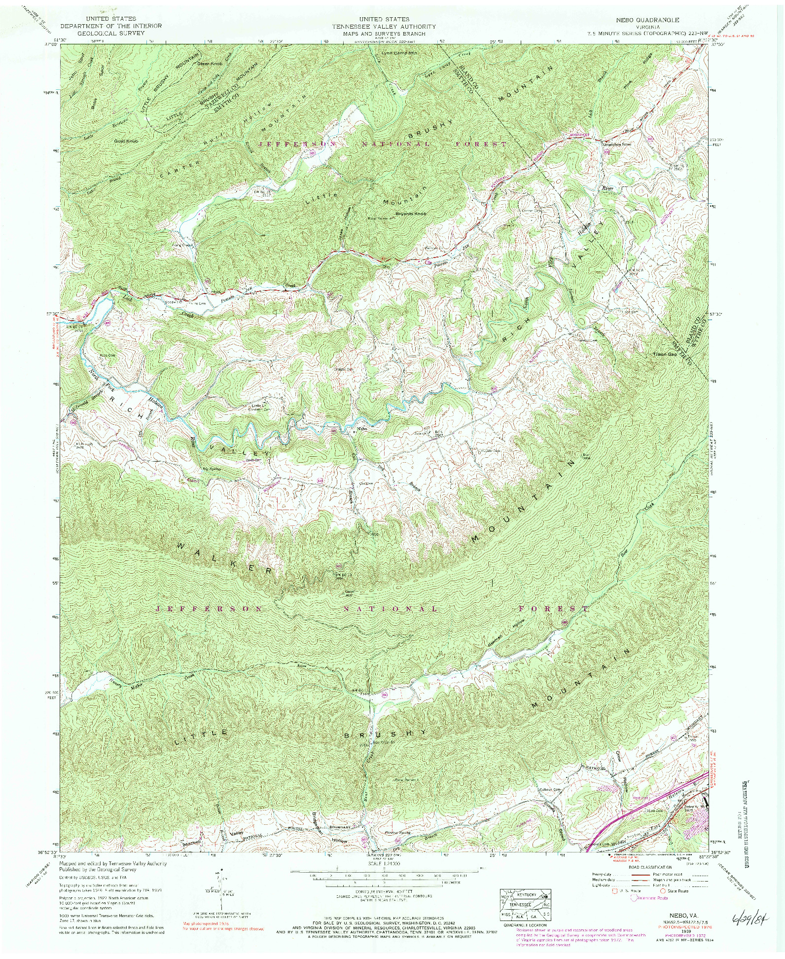 USGS 1:24000-SCALE QUADRANGLE FOR NEBO, VA 1959