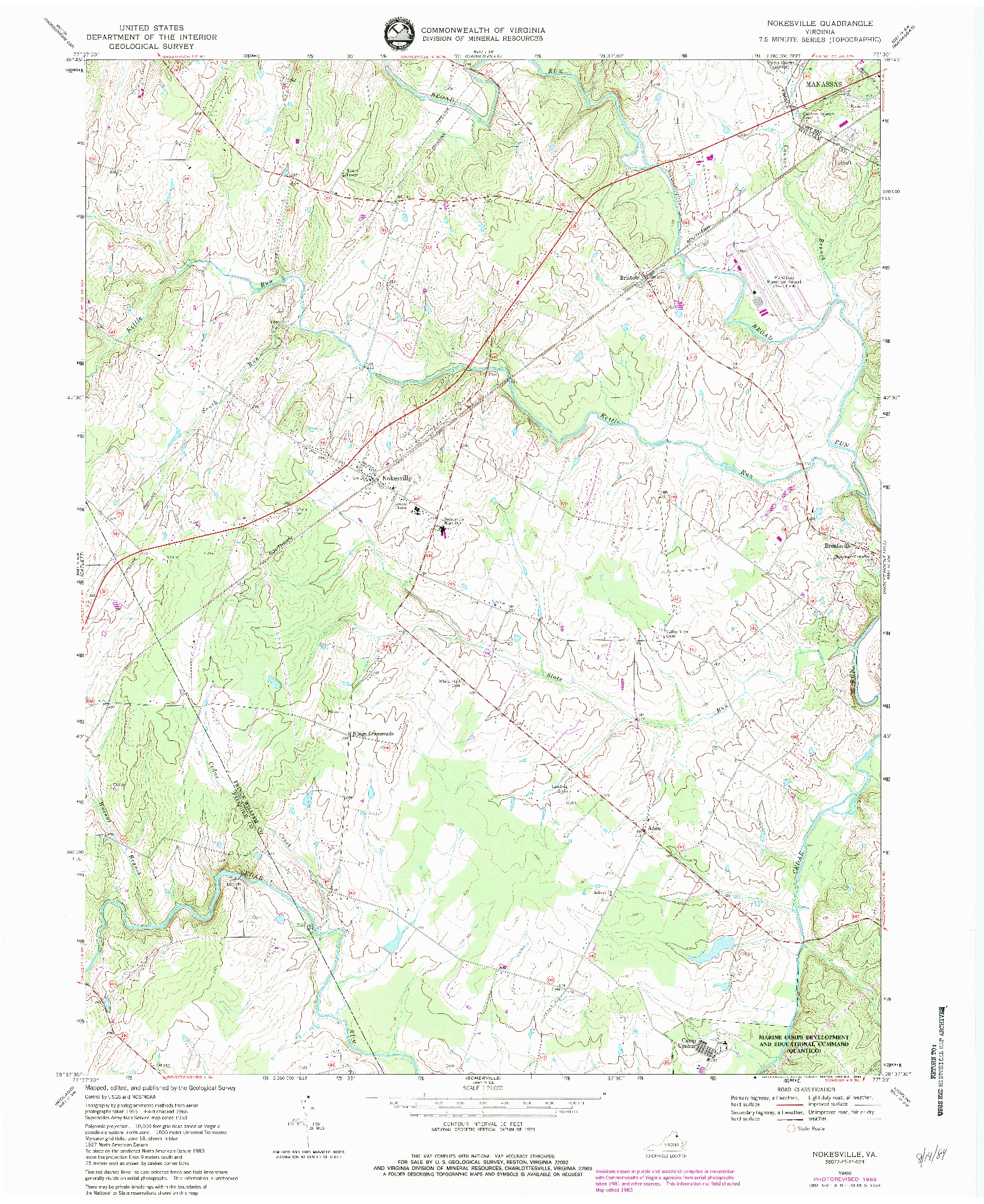 USGS 1:24000-SCALE QUADRANGLE FOR NOKESVILLE, VA 1966