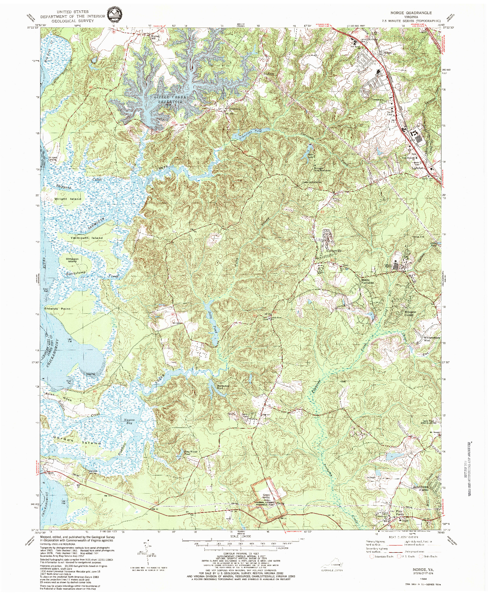 USGS 1:24000-SCALE QUADRANGLE FOR NORGE, VA 1984