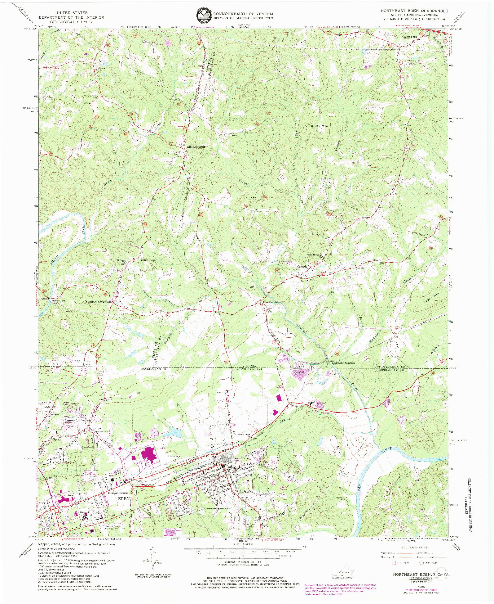 USGS 1:24000-SCALE QUADRANGLE FOR NORTHEAST EDEN, VA 1965