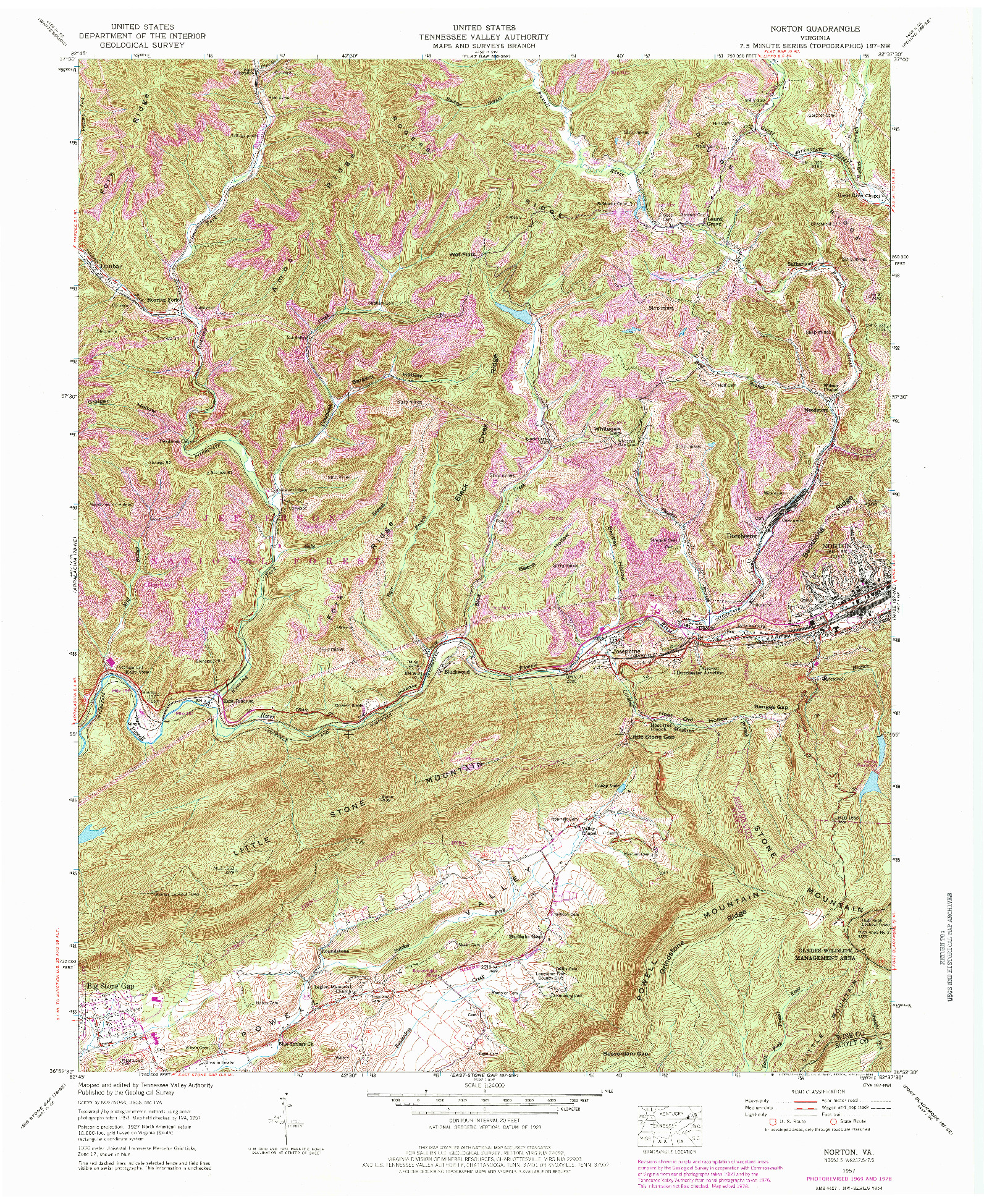 USGS 1:24000-SCALE QUADRANGLE FOR NORTON, VA 1957