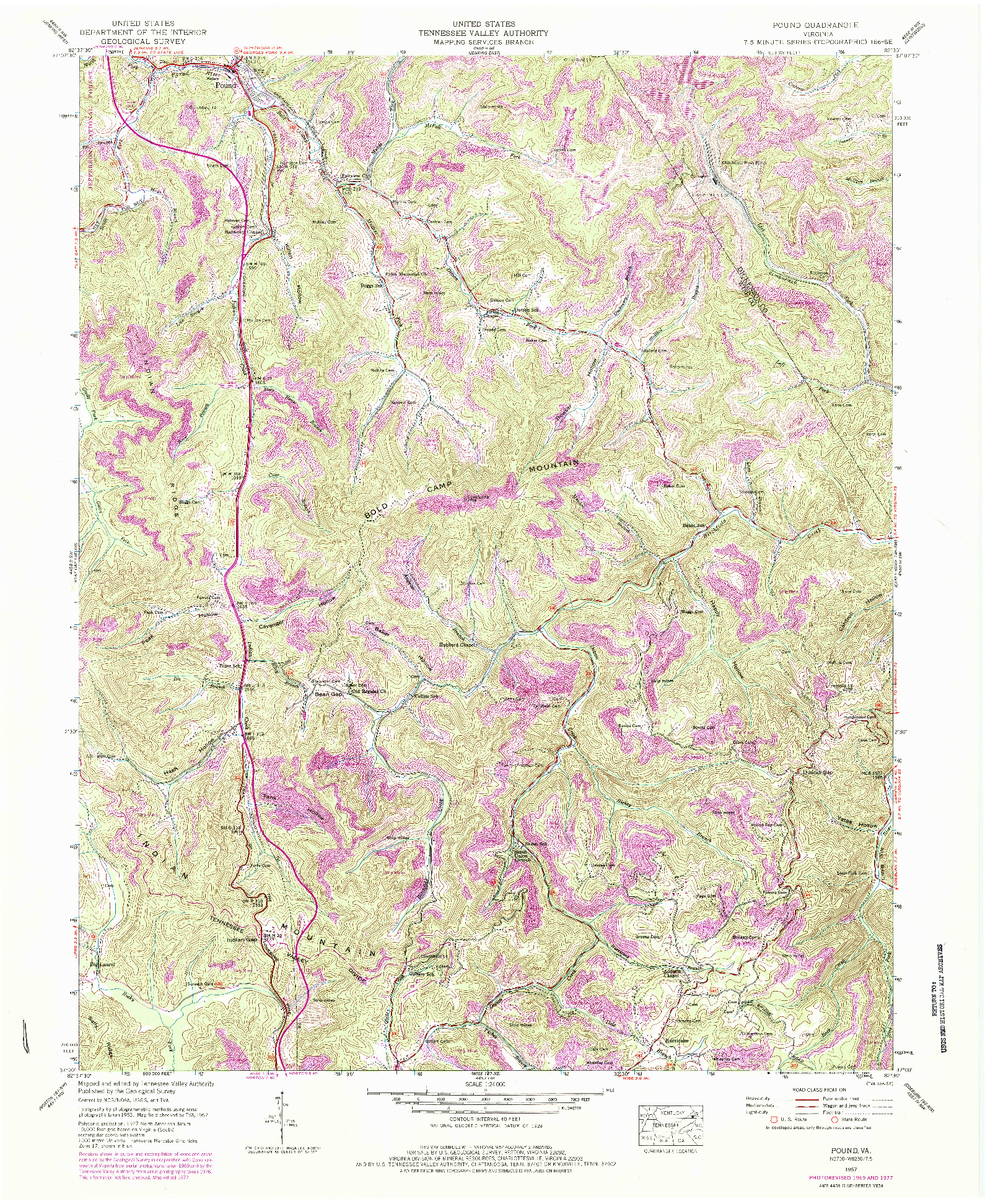 USGS 1:24000-SCALE QUADRANGLE FOR POUND, VA 1957