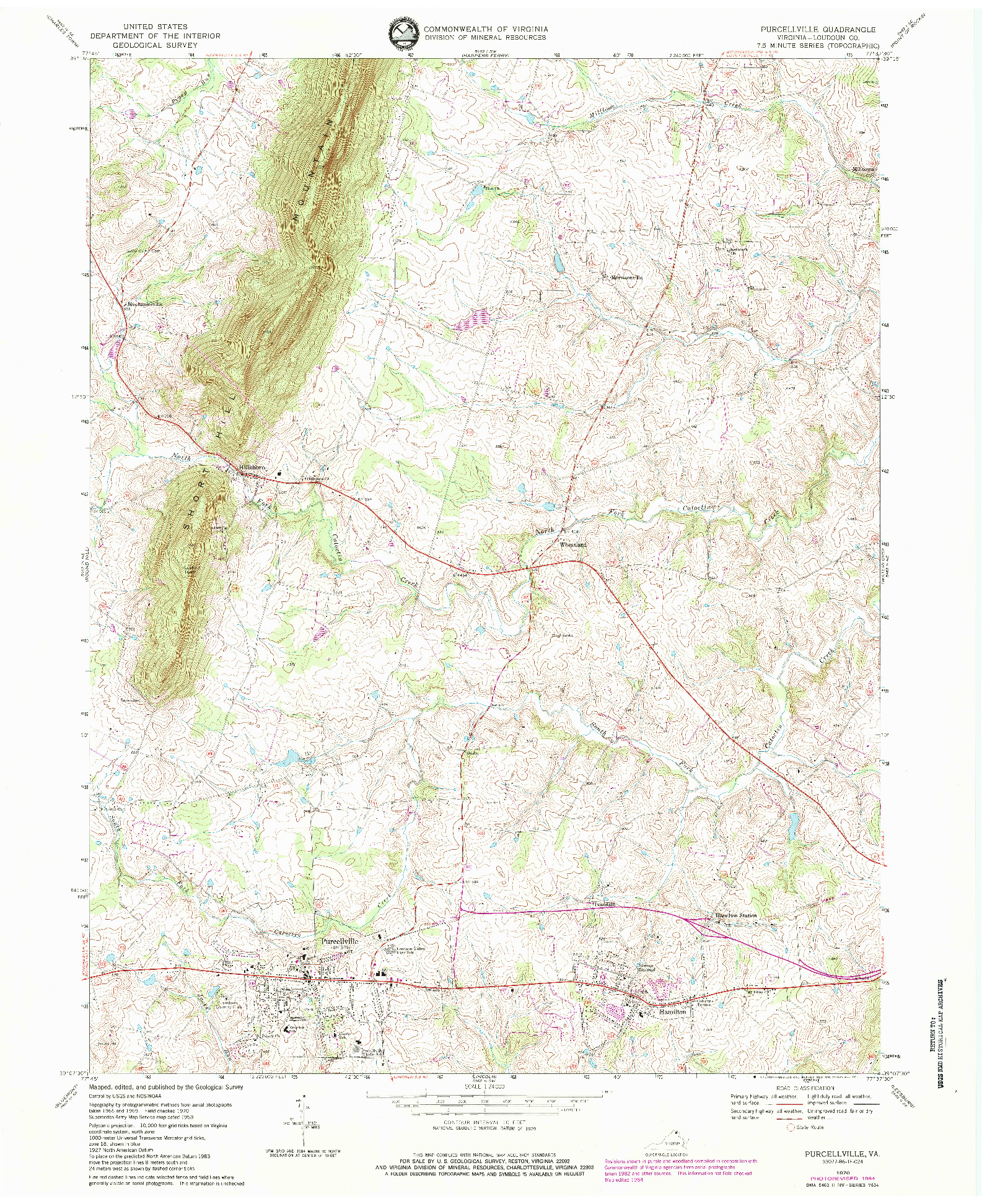 USGS 1:24000-SCALE QUADRANGLE FOR PURCELLVILLE, VA 1970