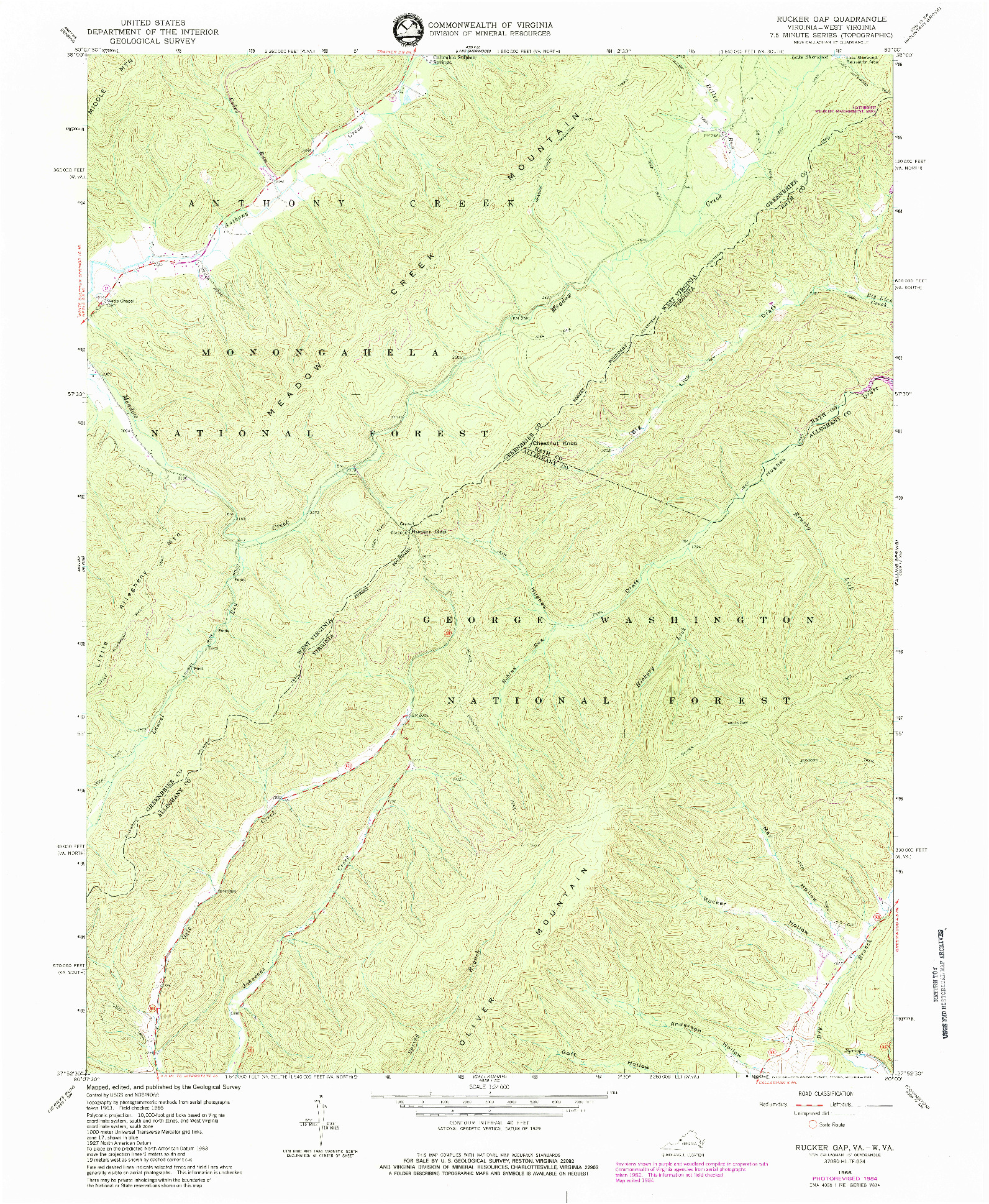 USGS 1:24000-SCALE QUADRANGLE FOR RUCKER GAP, VA 1966