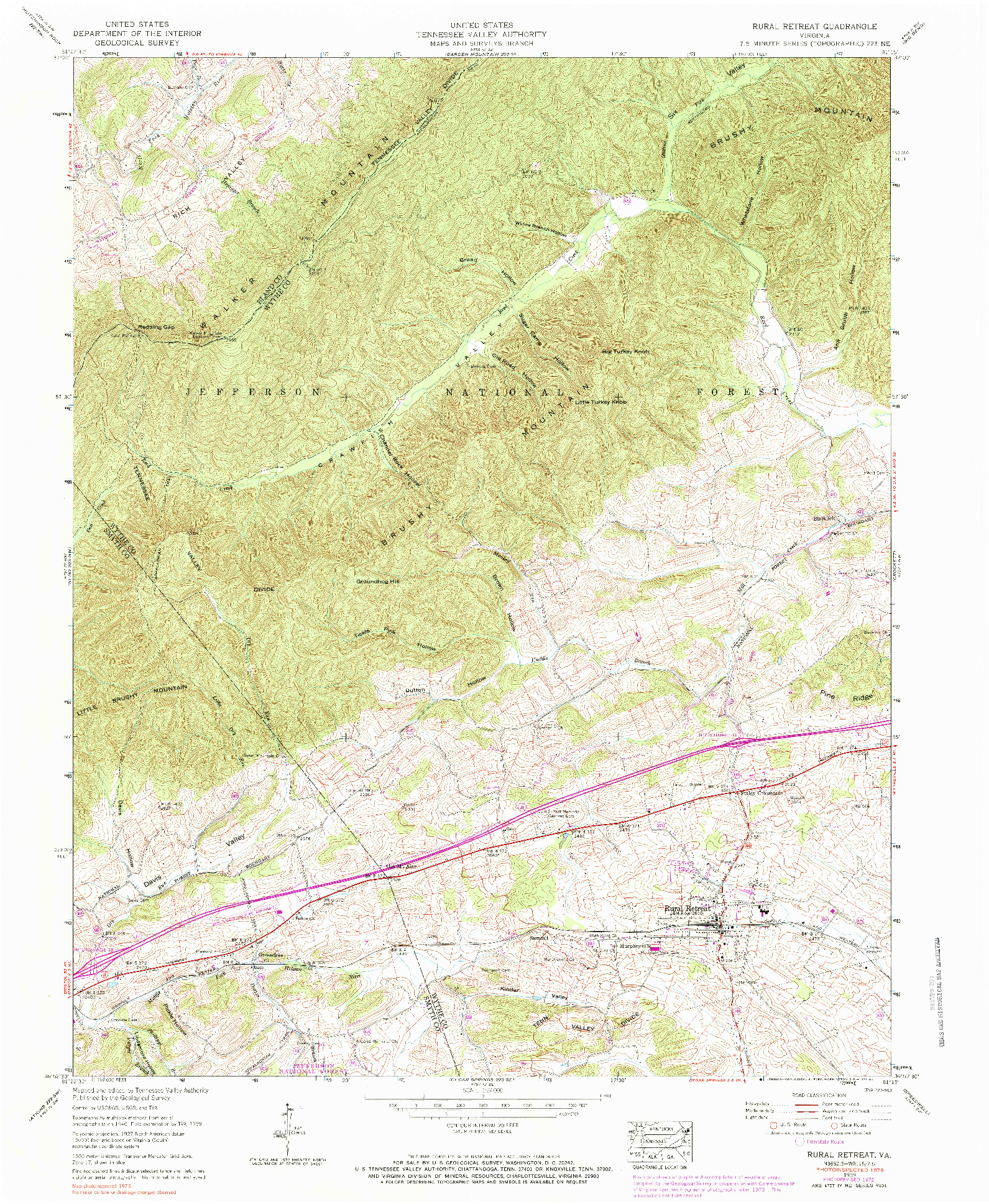 USGS 1:24000-SCALE QUADRANGLE FOR RURAL RETREAT, VA 1959