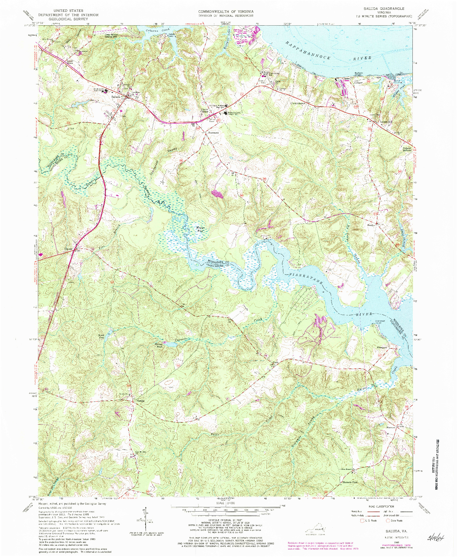 USGS 1:24000-SCALE QUADRANGLE FOR SALUDA, VA 1965