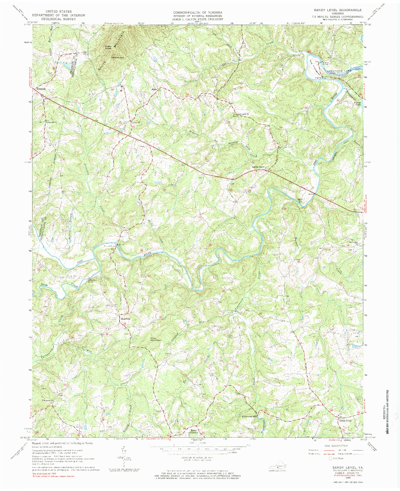 USGS 1:24000-SCALE QUADRANGLE FOR SANDY LEVEL, VA 1965