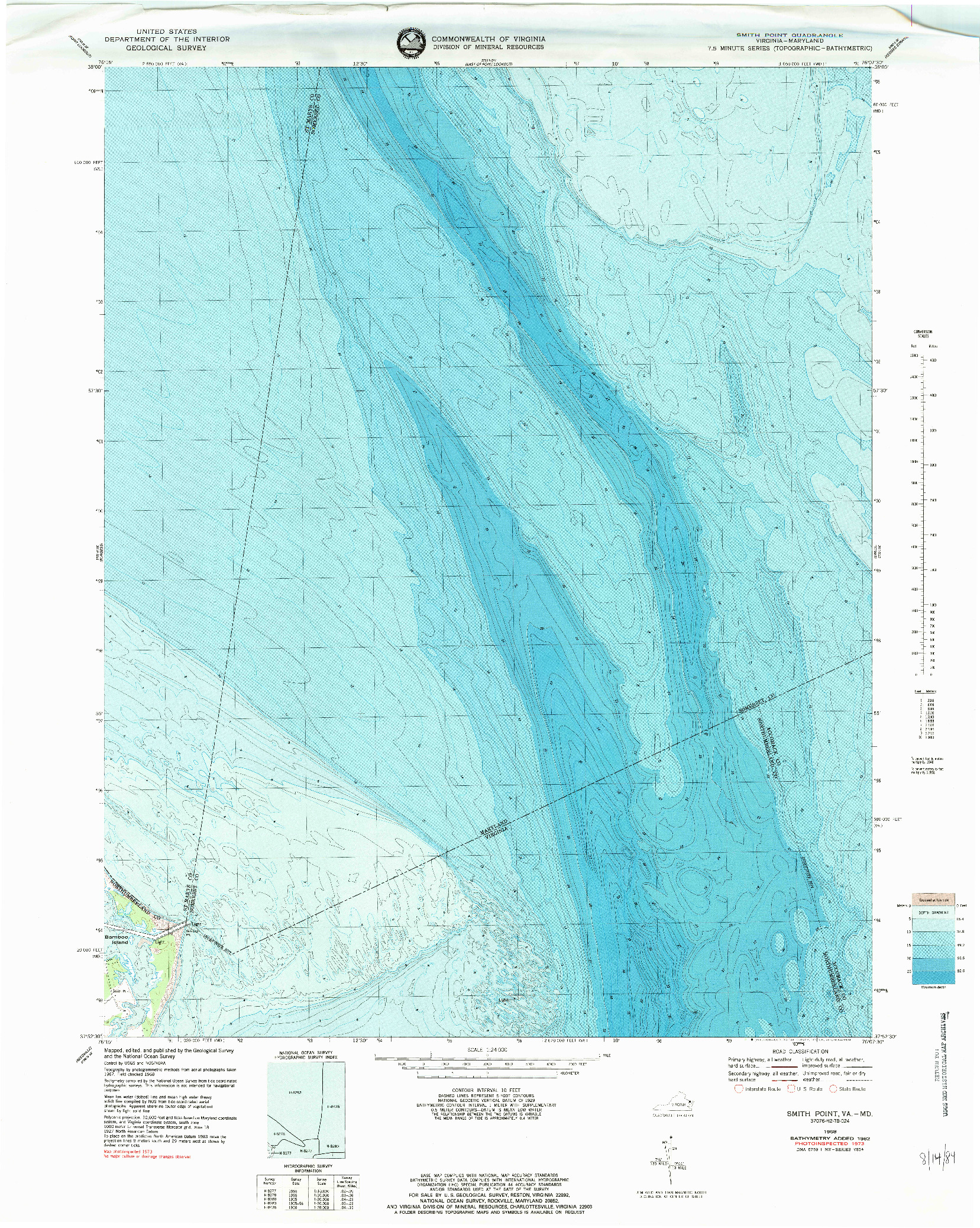 USGS 1:24000-SCALE QUADRANGLE FOR SMITH POINT, VA 1968