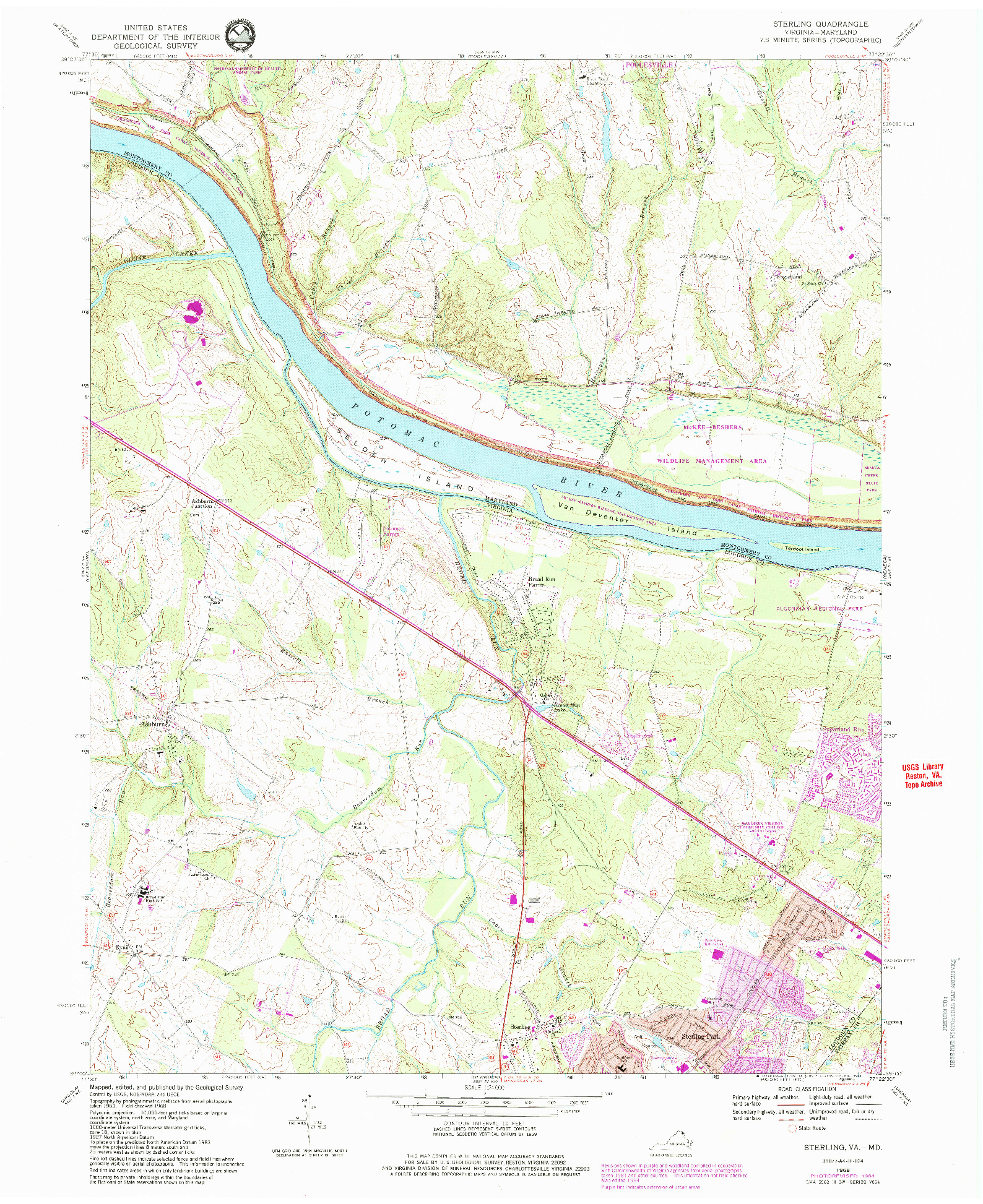 USGS 1:24000-SCALE QUADRANGLE FOR STERLING, VA 1968
