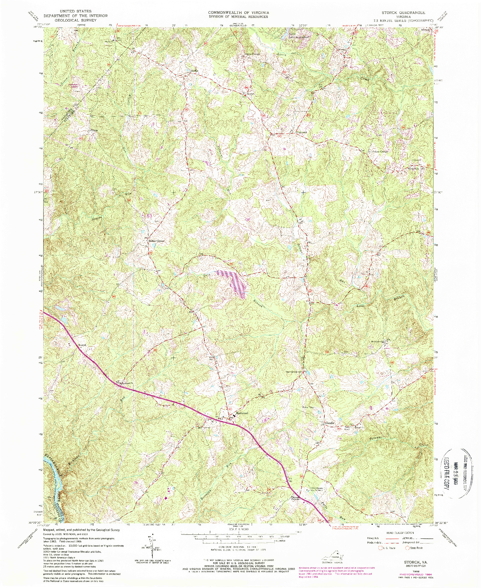 USGS 1:24000-SCALE QUADRANGLE FOR STORCK, VA 1966