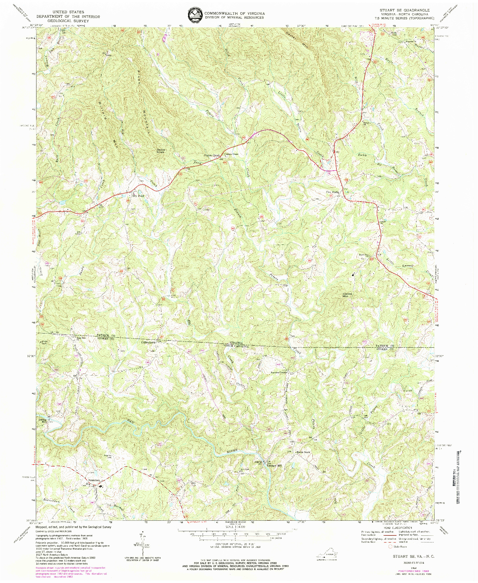 USGS 1:24000-SCALE QUADRANGLE FOR STUART SE, VA 1968