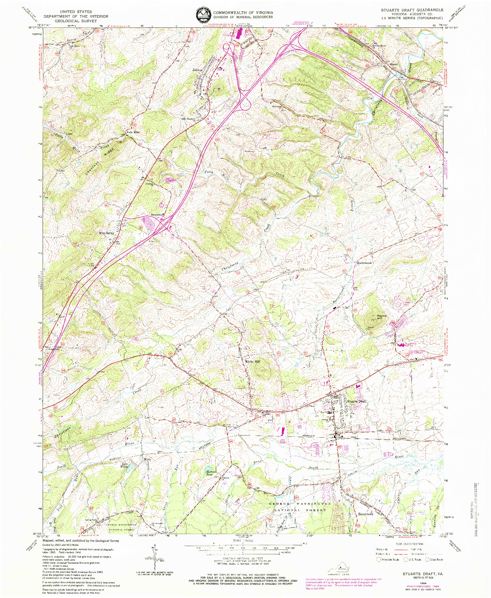 USGS 1:24000-SCALE QUADRANGLE FOR STUARTS DRAFT, VA 1964