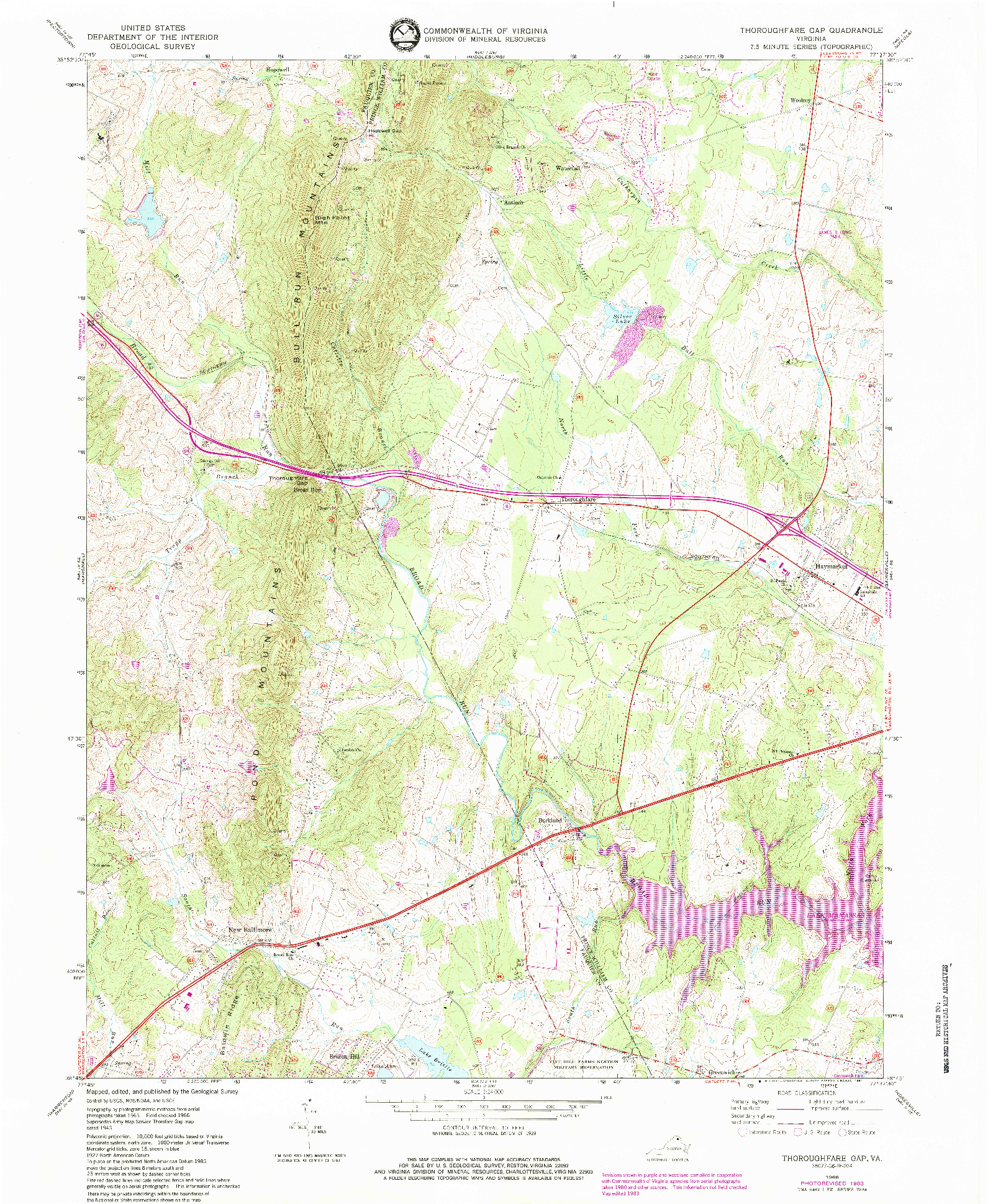 USGS 1:24000-SCALE QUADRANGLE FOR THOROUGHFARE GAP, VA 1966