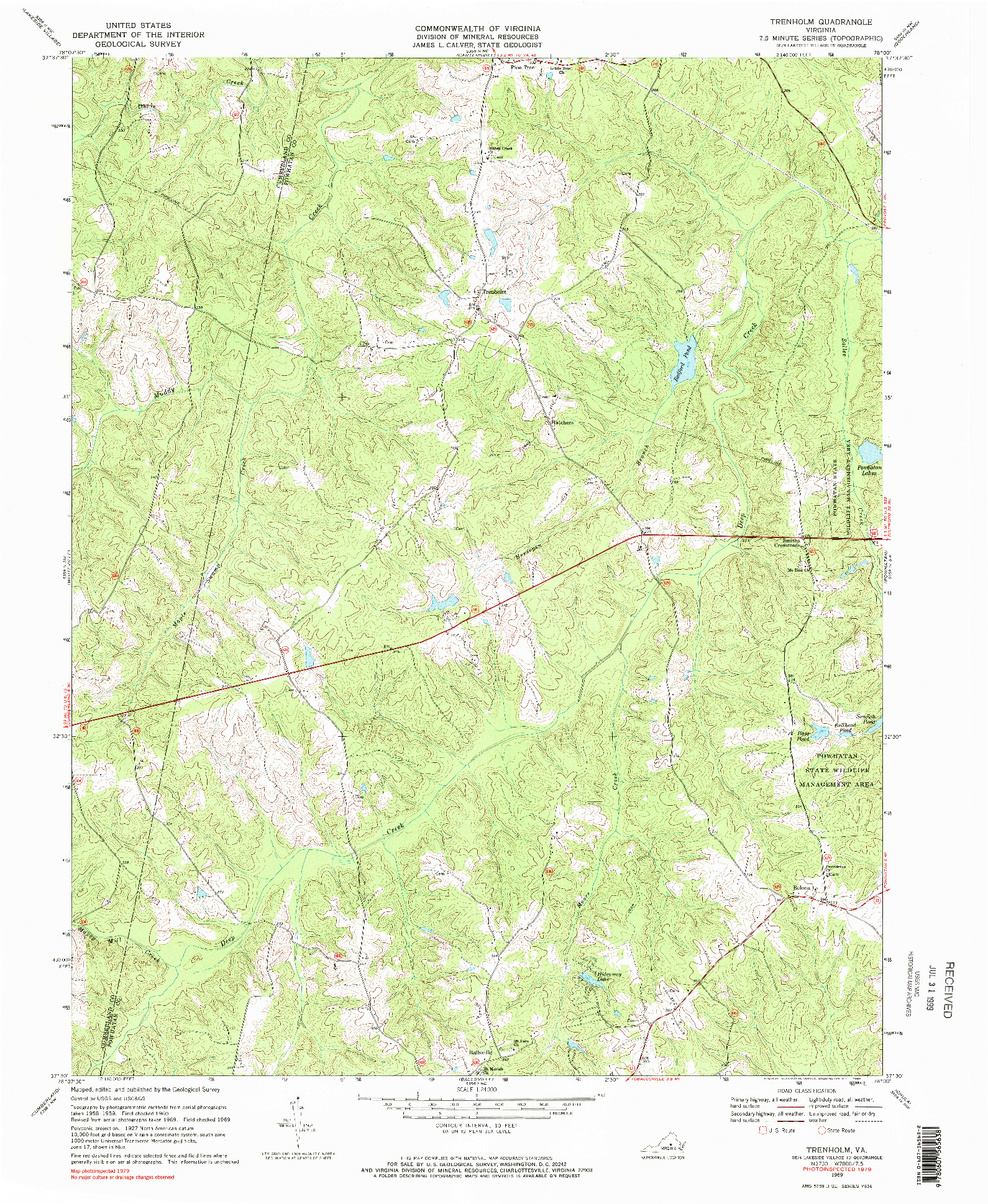 USGS 1:24000-SCALE QUADRANGLE FOR TRENHOLM, VA 1969