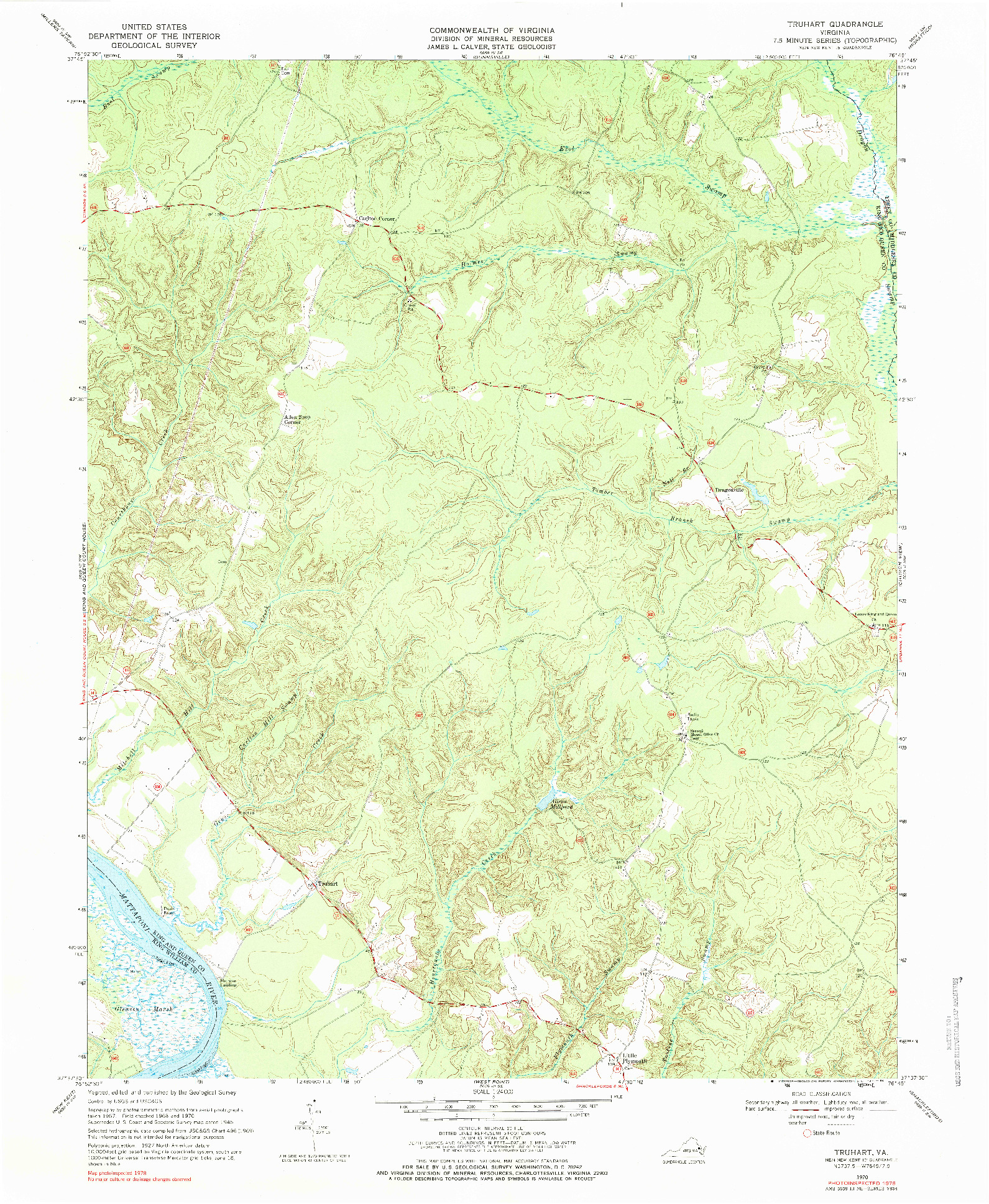 USGS 1:24000-SCALE QUADRANGLE FOR TRUHART, VA 1970