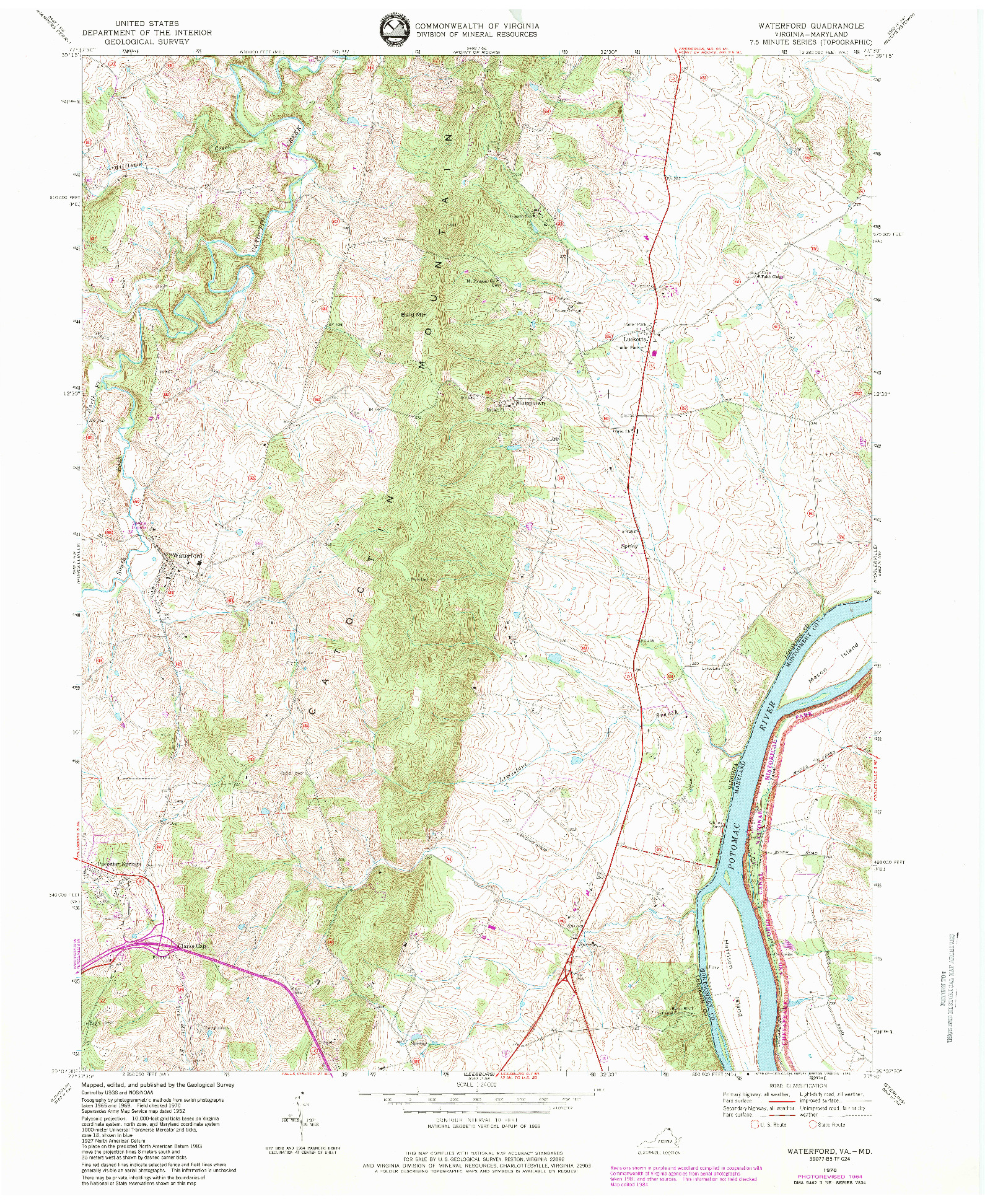 USGS 1:24000-SCALE QUADRANGLE FOR WATERFORD, VA 1970