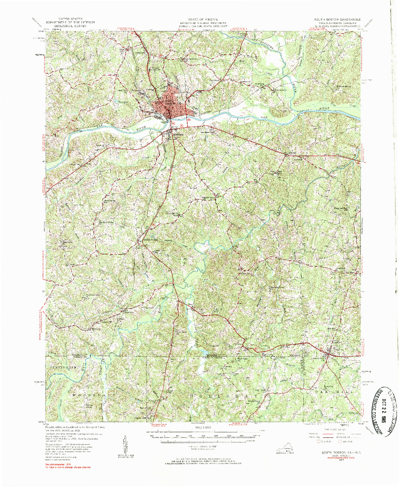 USGS 1:62500-SCALE QUADRANGLE FOR SOUTH BOSTON, VA 1957