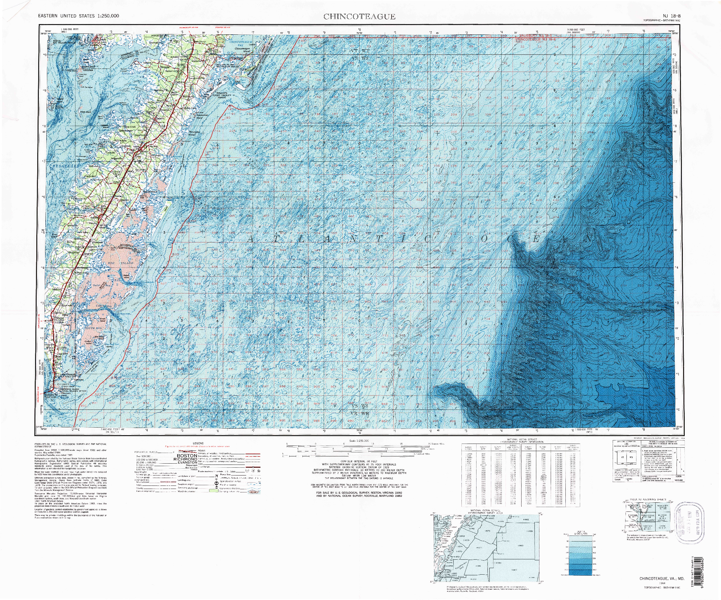 USGS 1:250000-SCALE QUADRANGLE FOR CHINCOTEAGUE, VA 1984