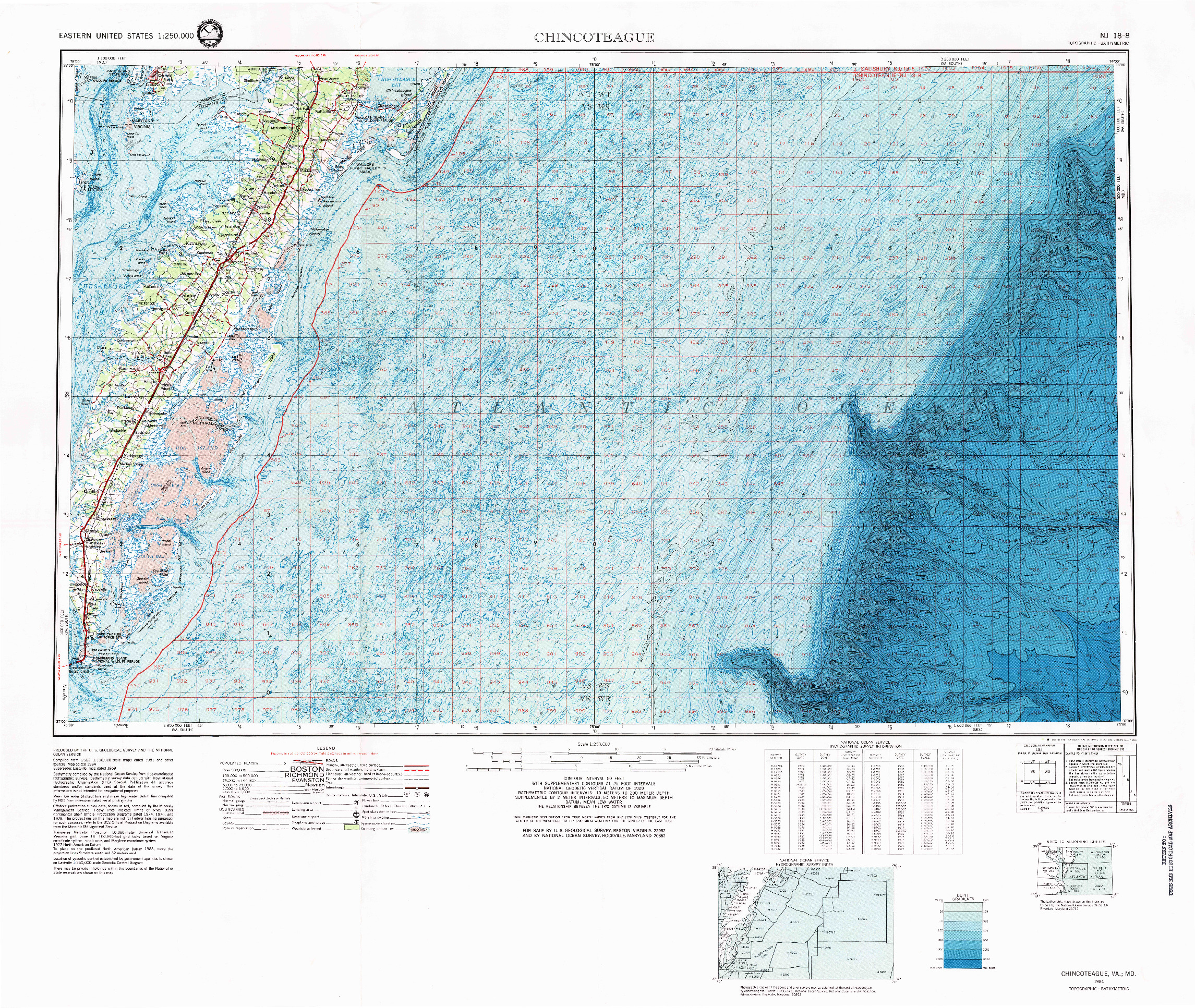 USGS 1:250000-SCALE QUADRANGLE FOR CHINCOTEAGUE, VA 1984