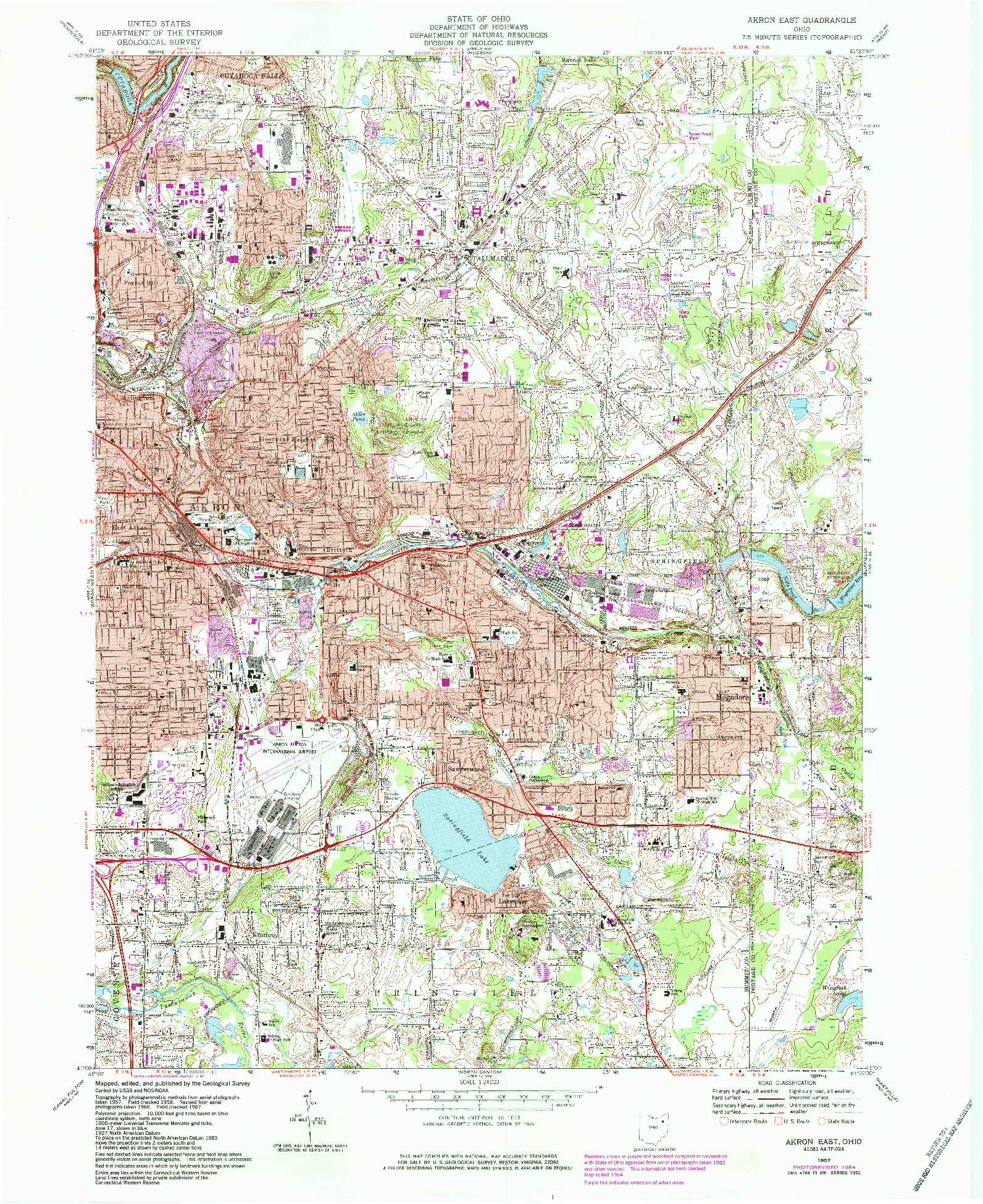 USGS 1:24000-SCALE QUADRANGLE FOR AKRON EAST, OH 1967
