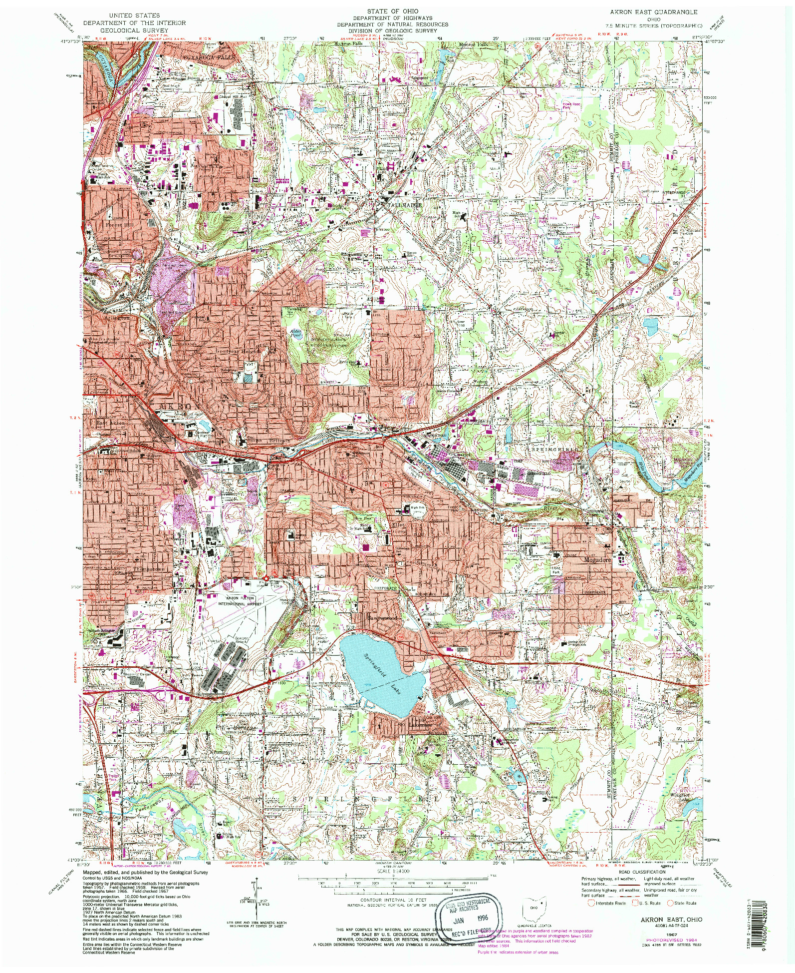 USGS 1:24000-SCALE QUADRANGLE FOR AKRON EAST, OH 1967
