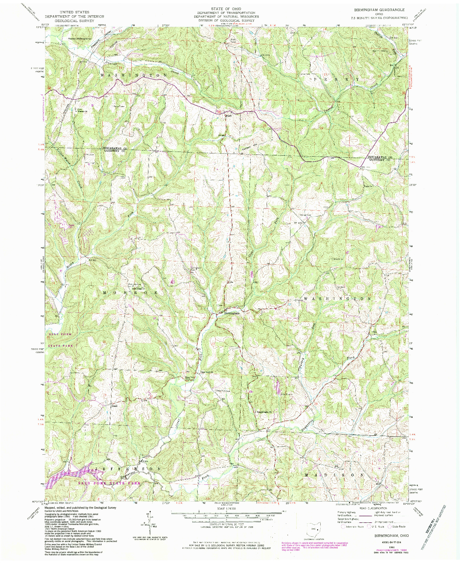 USGS 1:24000-SCALE QUADRANGLE FOR BIRMINGHAM, OH 1961