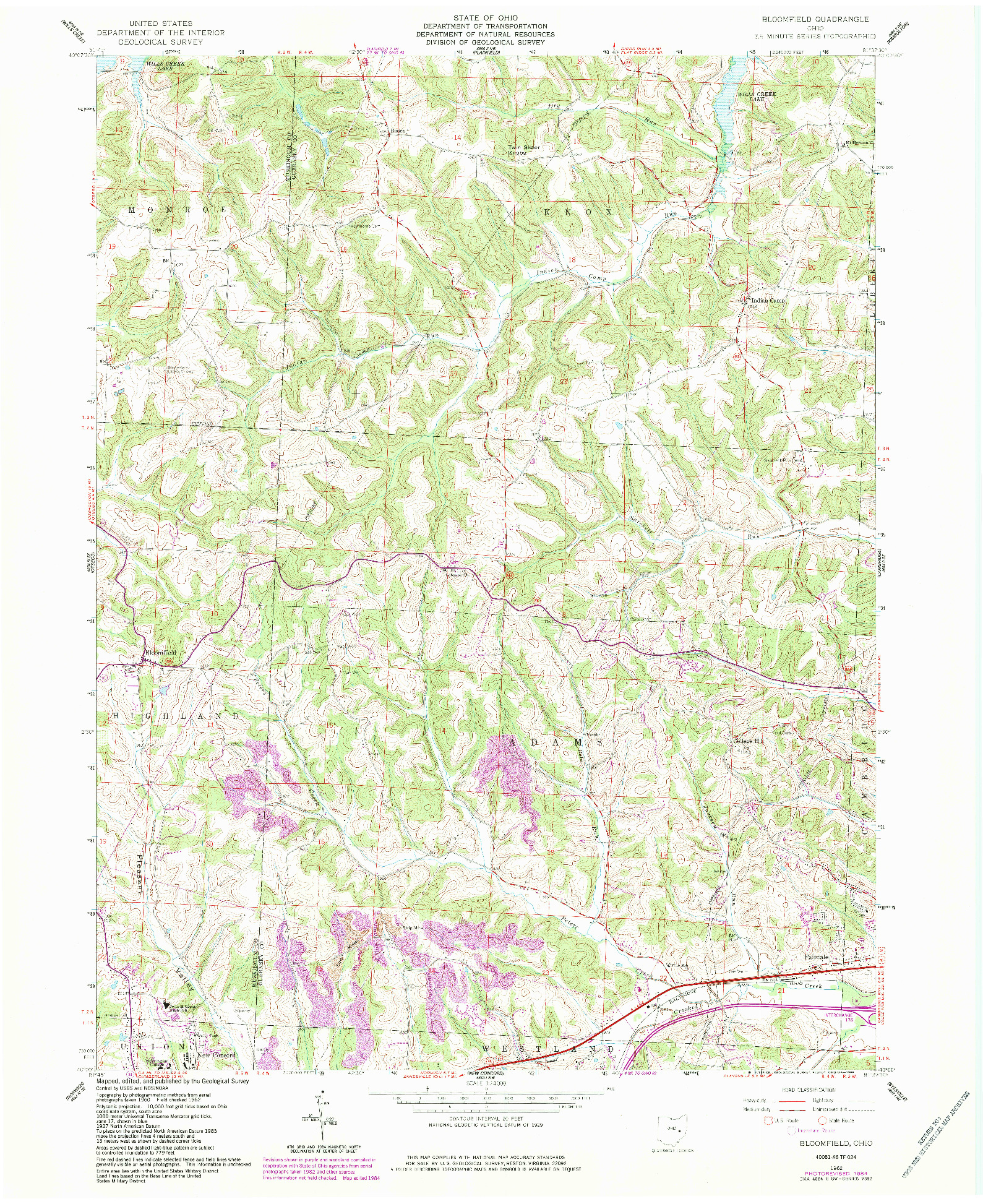 USGS 1:24000-SCALE QUADRANGLE FOR BLOOMFIELD, OH 1962