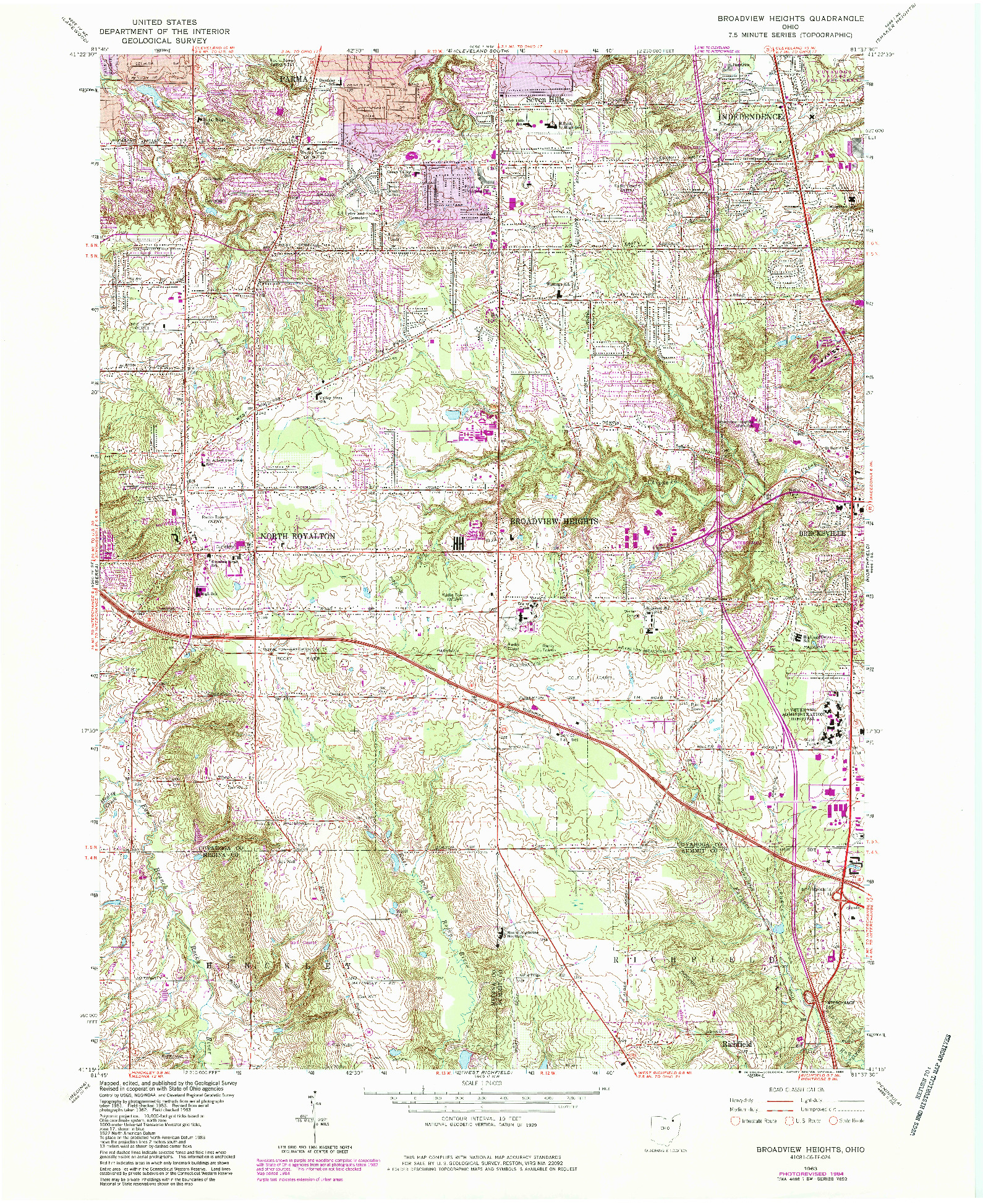 USGS 1:24000-SCALE QUADRANGLE FOR BROADVIEW HEIGHTS, OH 1963